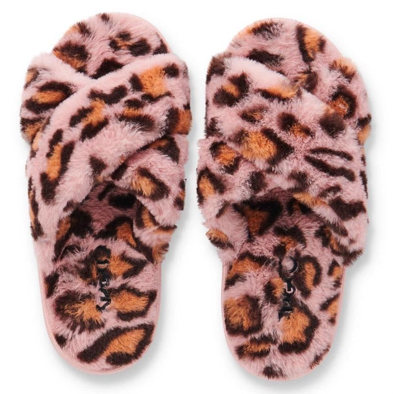 Kip & Co Pink Cheetah Print Kids Slippers - Soft & Cozy House Shoes for Girls & Boys - Perfect for Indoor Play, Lounge & Bedtime Comfort