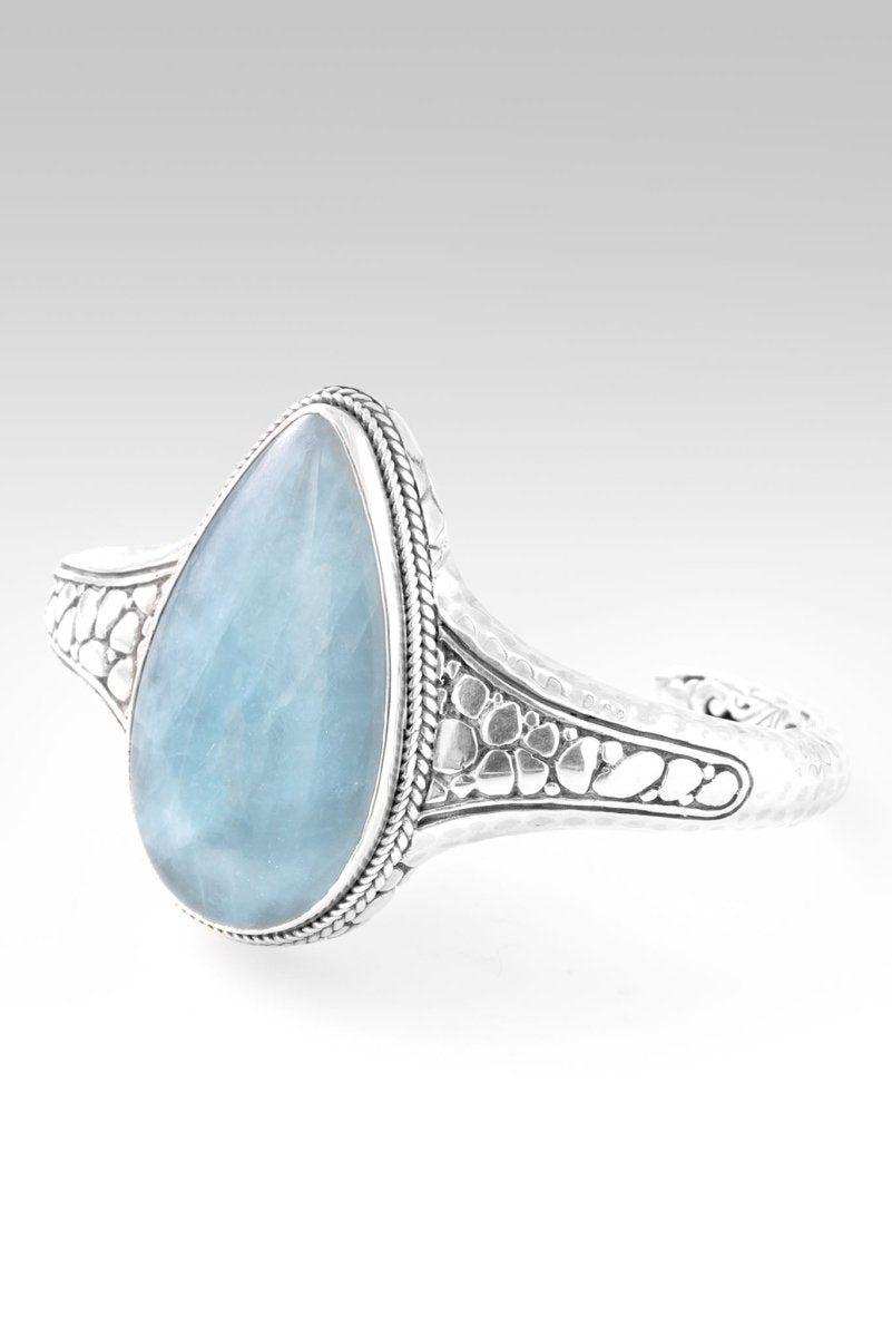 Faith Parts Seas Cuff Bracelet™ - Genuine Aquamarine Stone Adjustable Bangle for Women | Perfect for Beach Weddings, Boho Fashion & Spiritual Healing Jewelry