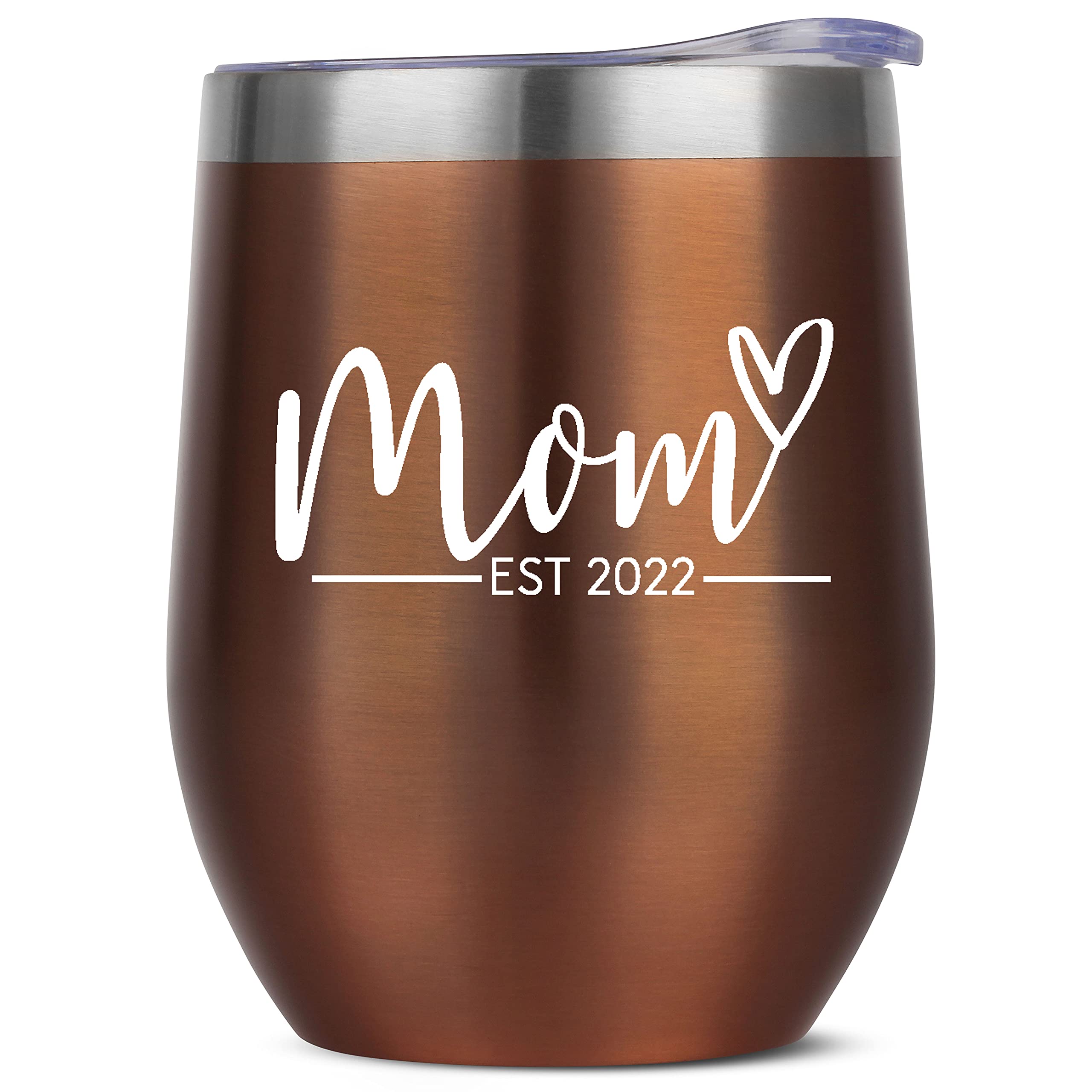Rose Gold Tumbler 12oz - Perfect Pregnancy Gift for New Moms & First Time Mothers - Est. 2022 Keepsake Mug - Ideal for Mother's Day, Baby Showers & New Mom Care Packages - Insulated Travel Cup for Breastfeeding Moms & Office Use