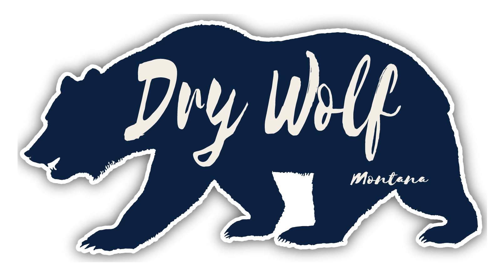 Dry Wolf Montana Souvenir 3x1.5 Inch Vinyl Decal Sticker - Bear Design for Cars, Laptops & Water Bottles | Outdoor Adventure & Travel Decoration