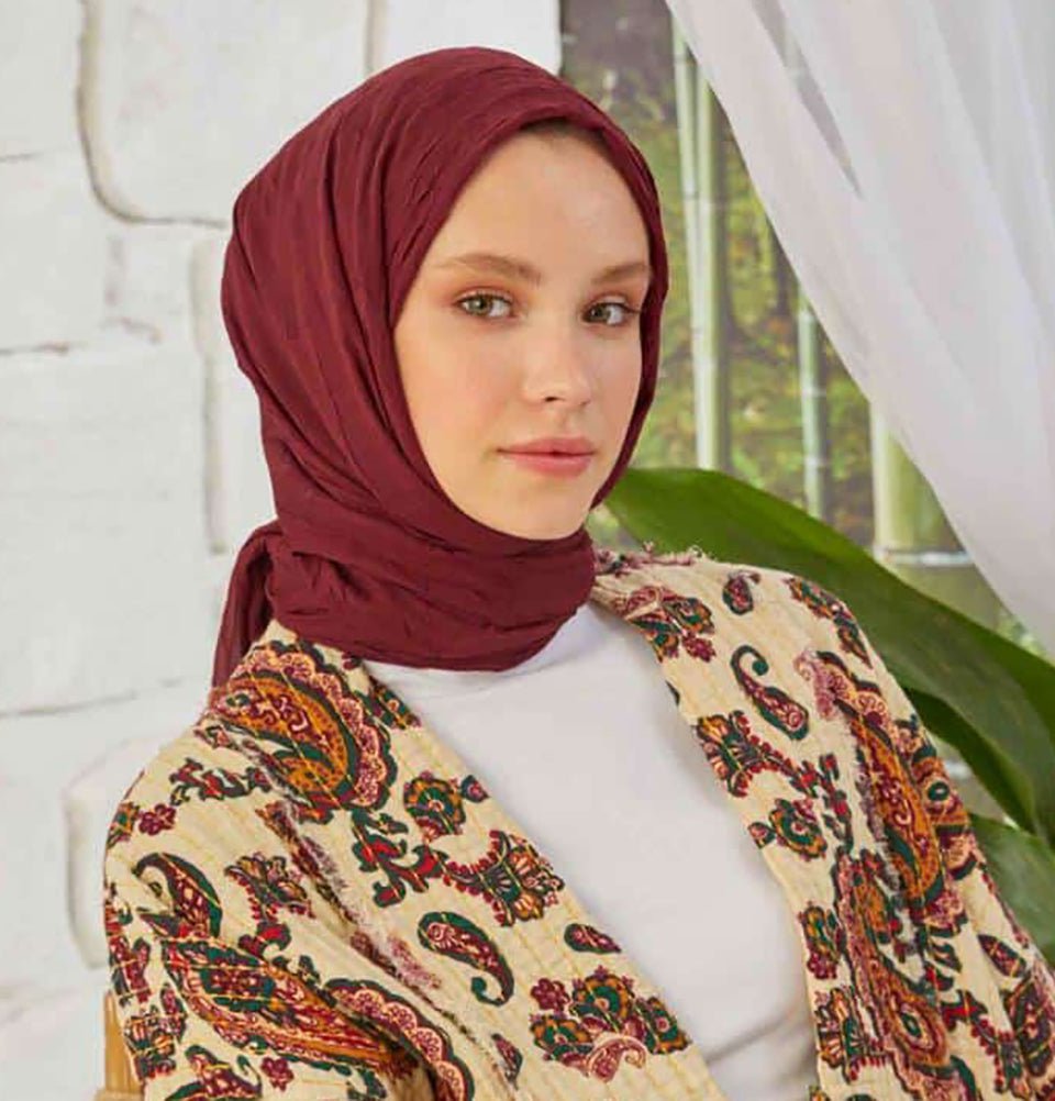 Breathable Bamboo Viscose Summer Hijab Shawl - Red | Lightweight Scarf for Women, Perfect for Beach, Travel & Daily Wear