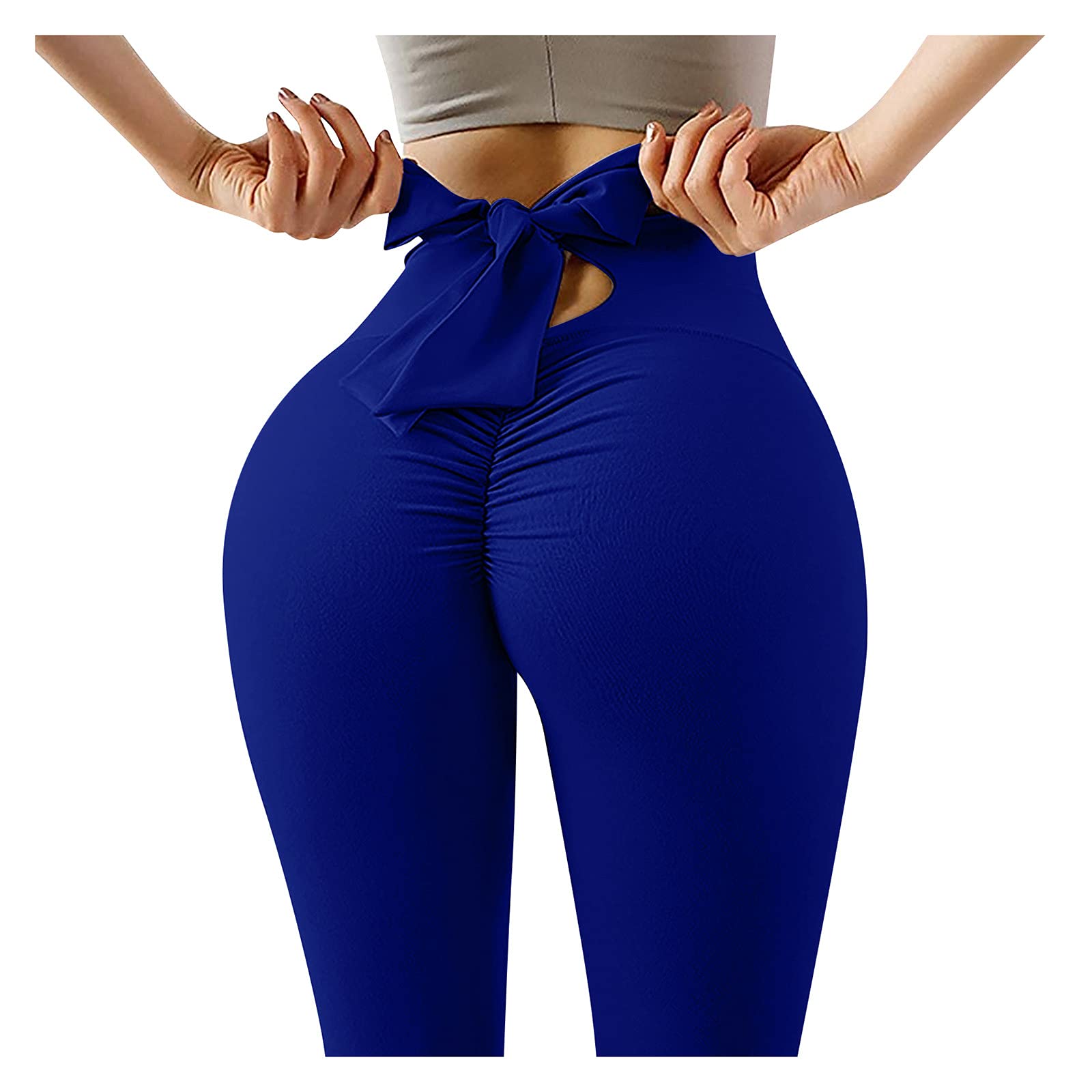 Women's Butt Lifting High Waisted Yoga Pants with Bowknot - Tummy Control Workout Leggings for Gym, Running & TikTok Fashion