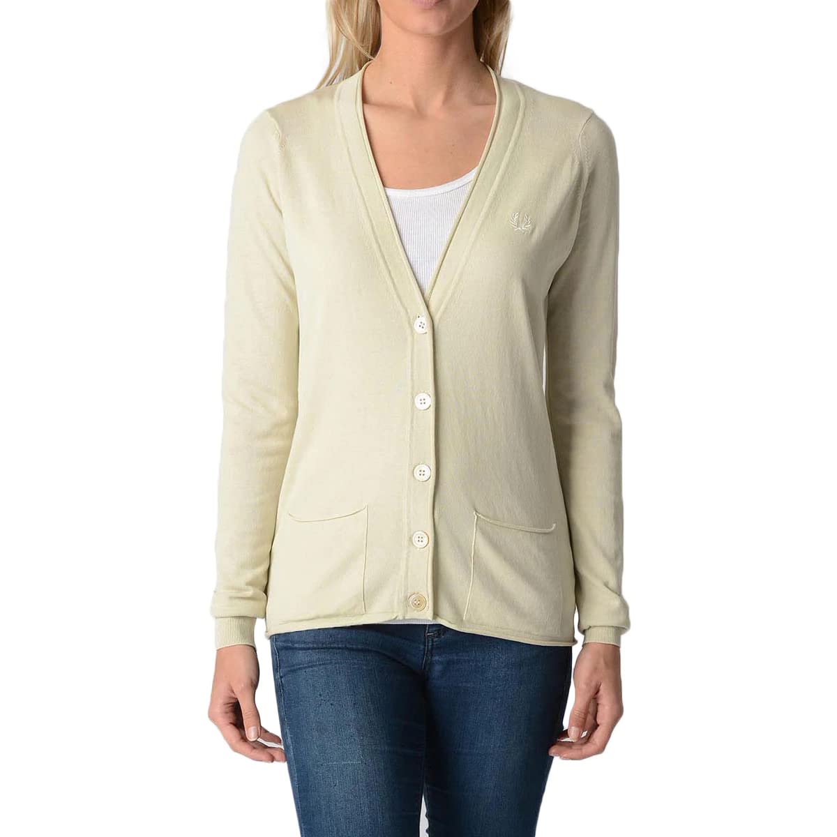 Fred Perry Women's Cardigan Sweater 31432006 7001 - Classic Knit Cardigan for Women, Casual Office Wear & Autumn Layering