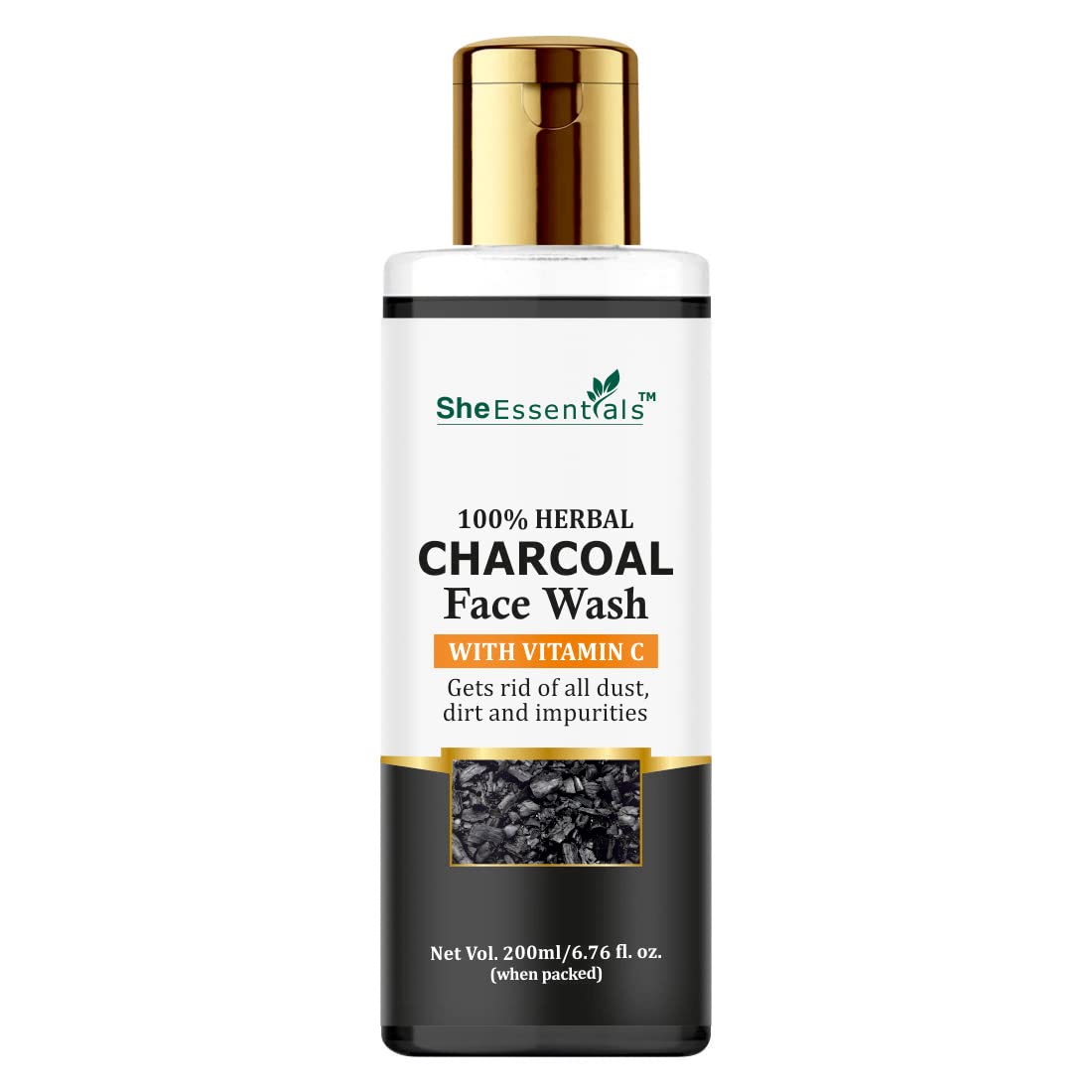 Detox & Brightening Face Wash with Activated Charcoal - She Essentials Deep Cleansing Exfoliator for Oily Skin, Daily Glow Booster (200ml) | Perfect for Morning Routine & Post-Workout Refresh