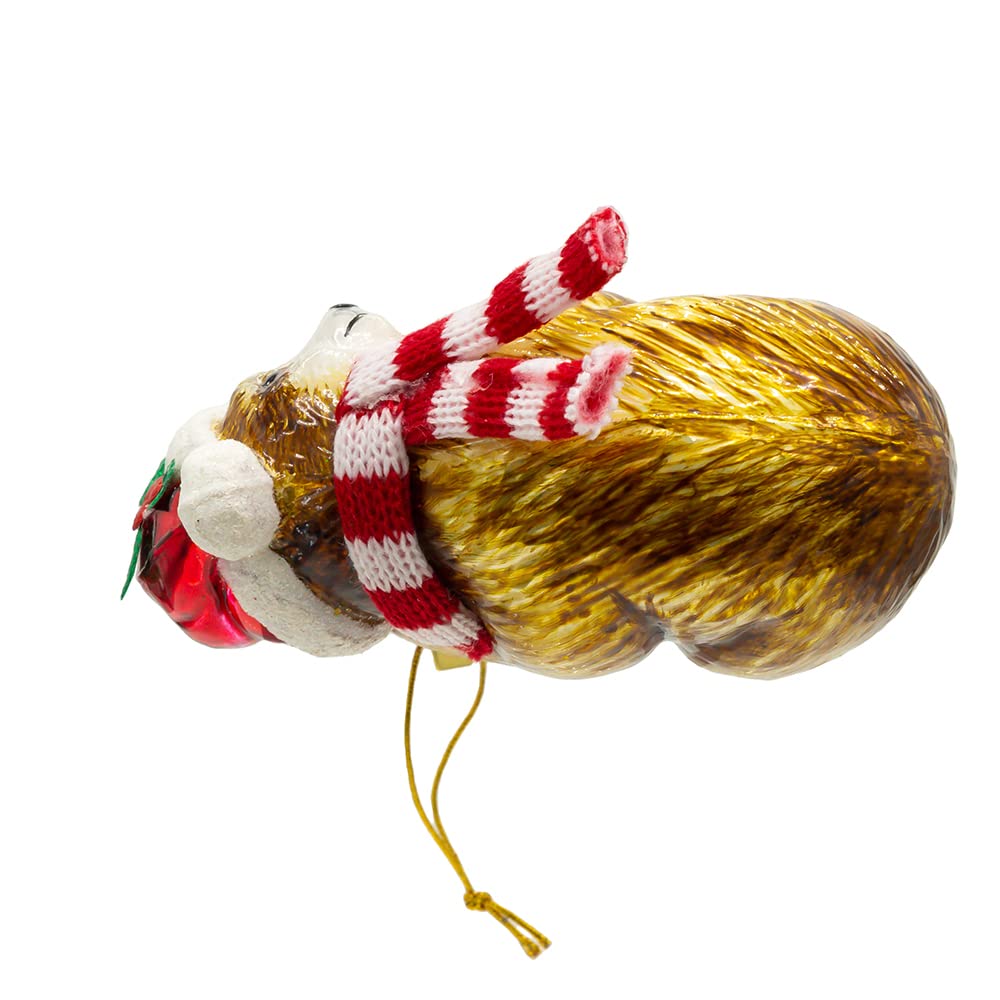 Noble Gems™ Glass Sloth Christmas Ornament with Candy Cane - Handmade Holiday Decor for Tree, Gift, and Festive Home Decorations