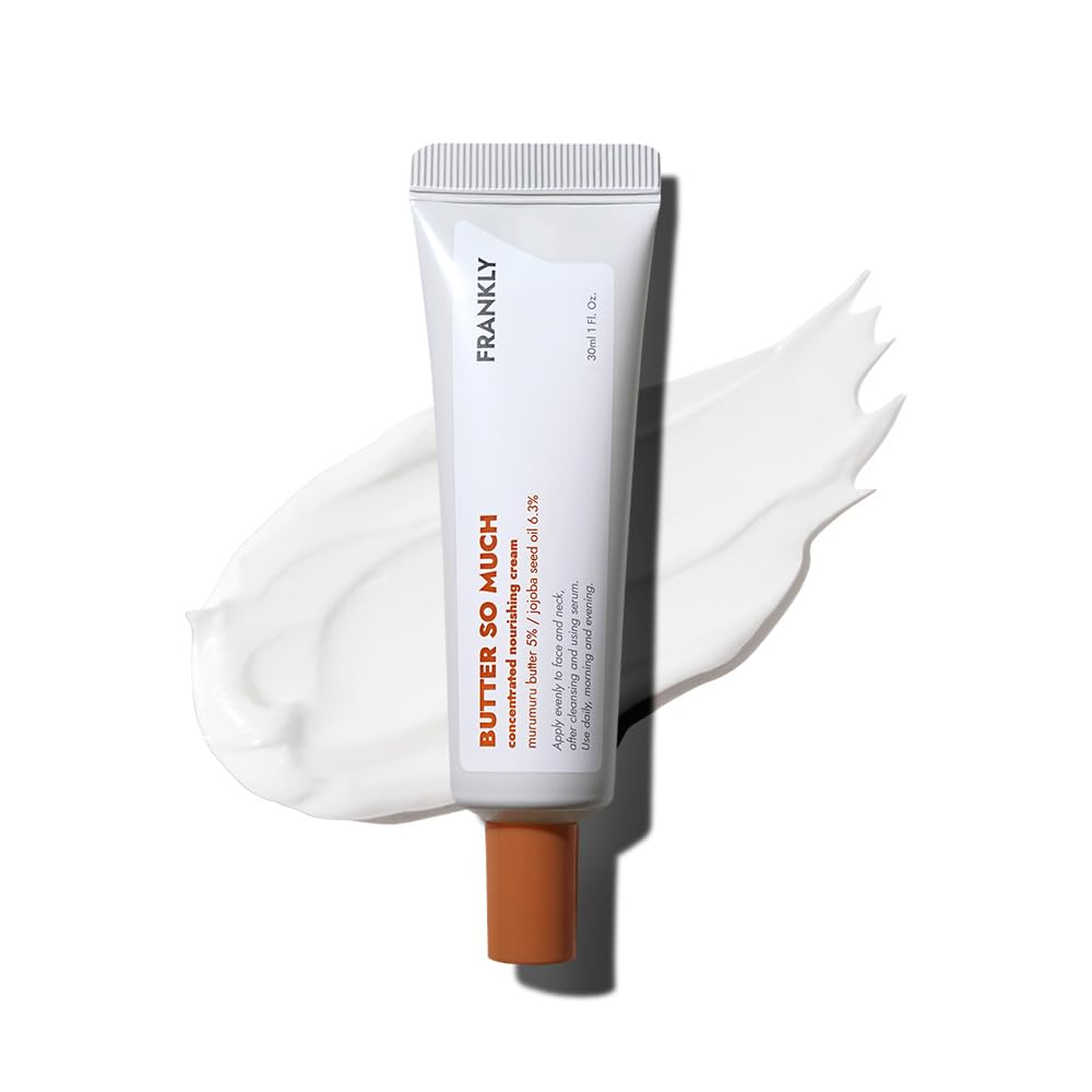FRANKLY Butter So Much Cream - Ultra Hydrating Face Moisturizer with 20% Vegan Butter & Plant Oils, 5% Murumuru Butter & 6.3% Jojoba Oil | Deep Moisture for Dry & Sensitive Skin | 1.01 fl. Oz | Perfect for Nighttime Routine & Winter Skincare