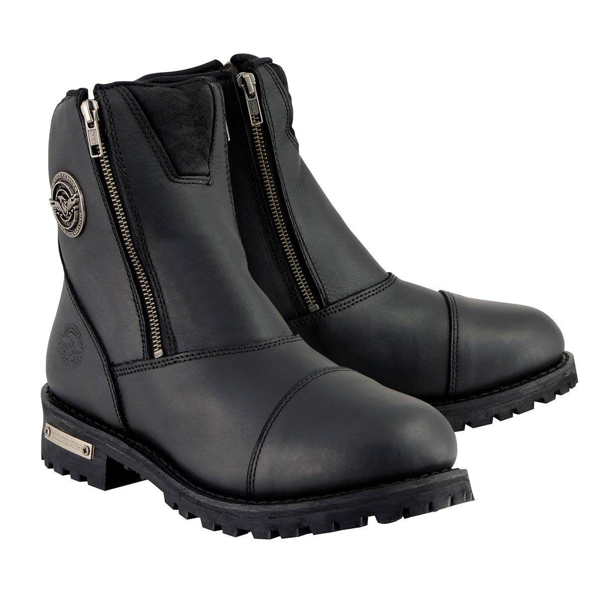Milwaukee Leather Women's Black Premium Leather Motorcycle Boots - Double Sided Zipper, Comfortable Riding Boots for Harley & Cruiser Bikes (MBL202) | Perfect for Long Rides & Biker Events
