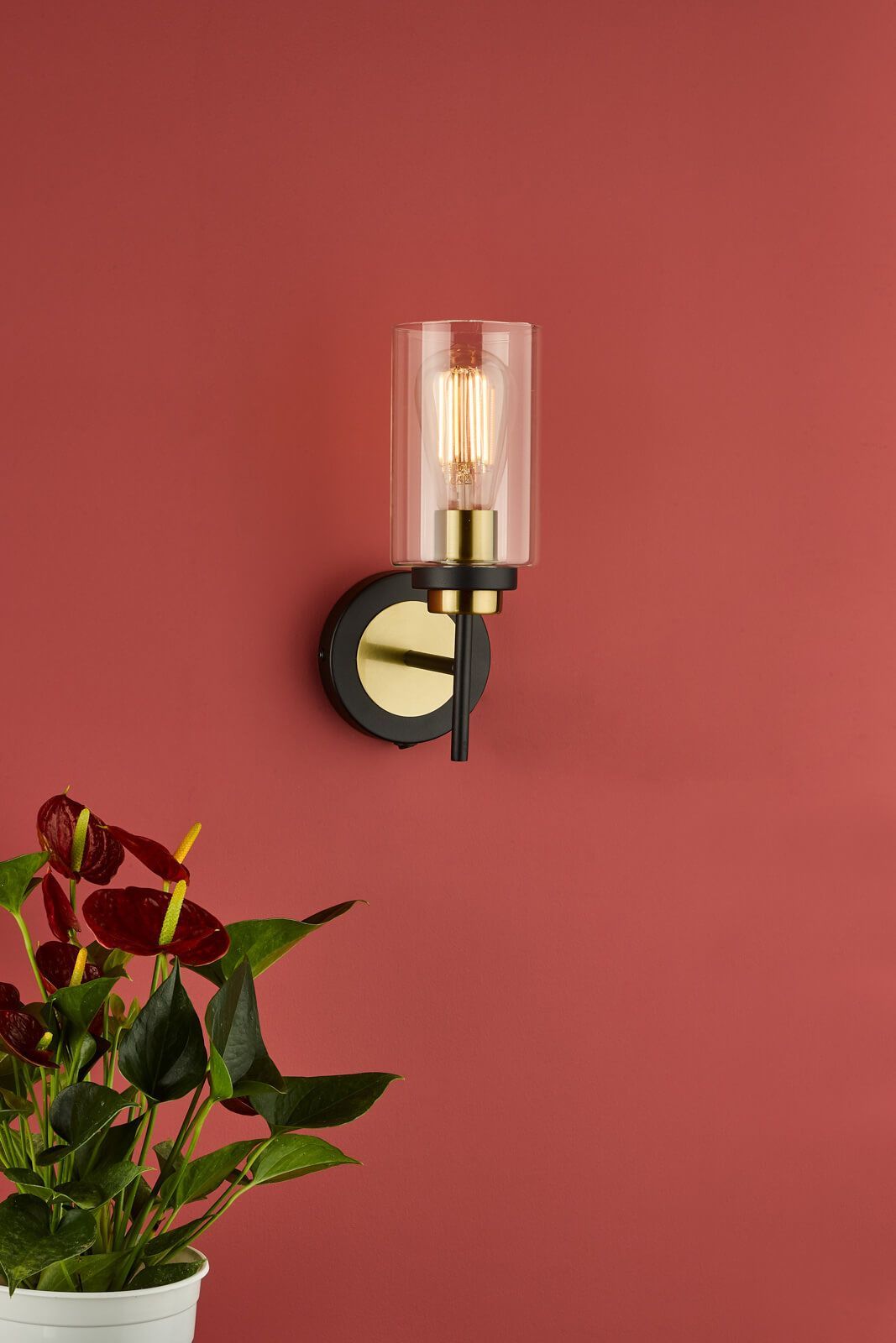Abel Wall Light Satin Black & Gold Finish IP20 - Modern Indoor Lighting for Living Room, Bedroom & Hallway