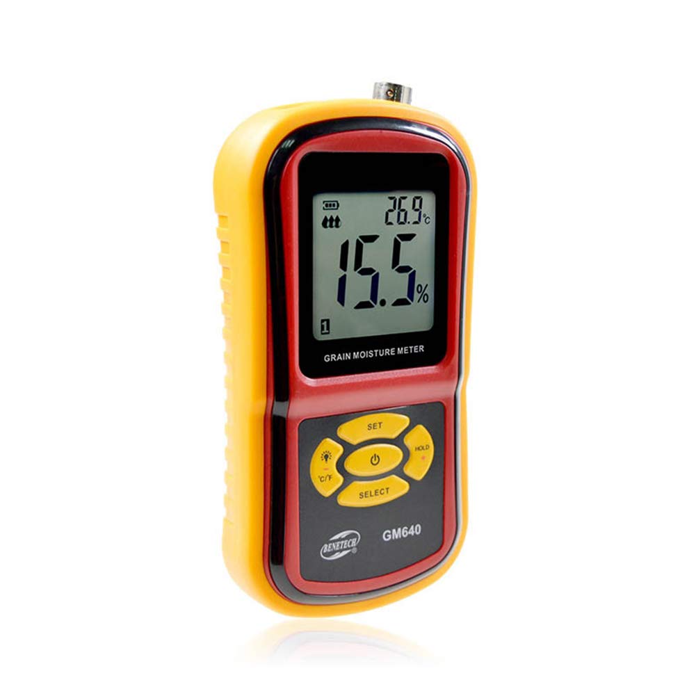Portable Digital Grain Moisture Meter - LCD Display Hygrometer for Corn, Wheat, Rice, Beans - GM640 Grain Tester with Measuring Probe | Perfect for Farmers, Agriculture & Food Storage Quality Control