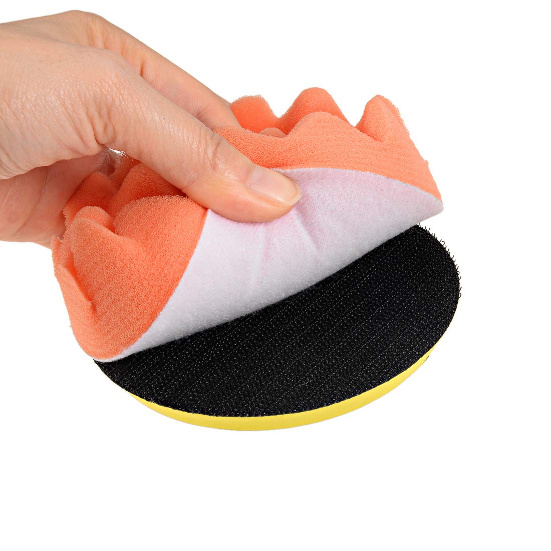 uxcell 5-inch Foam Drill Buffing Sponge Pads with Hook and Loop Backing - 3 Pack for Car Polishing, Metal Finishing & Wood Sanding