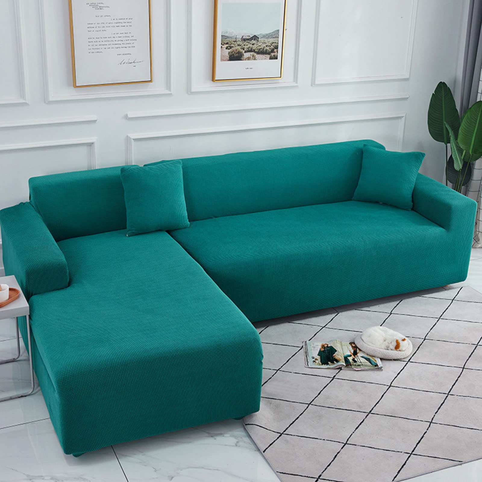Solid Color Waterproof Non-Slip Sofa Cover Protector - Stretchable Couch Slipcover for Sectional, Loveseat & 4-Seater XL Sofas (Multi-Size) - Perfect for Living Room, Family Gatherings & Pet Protection