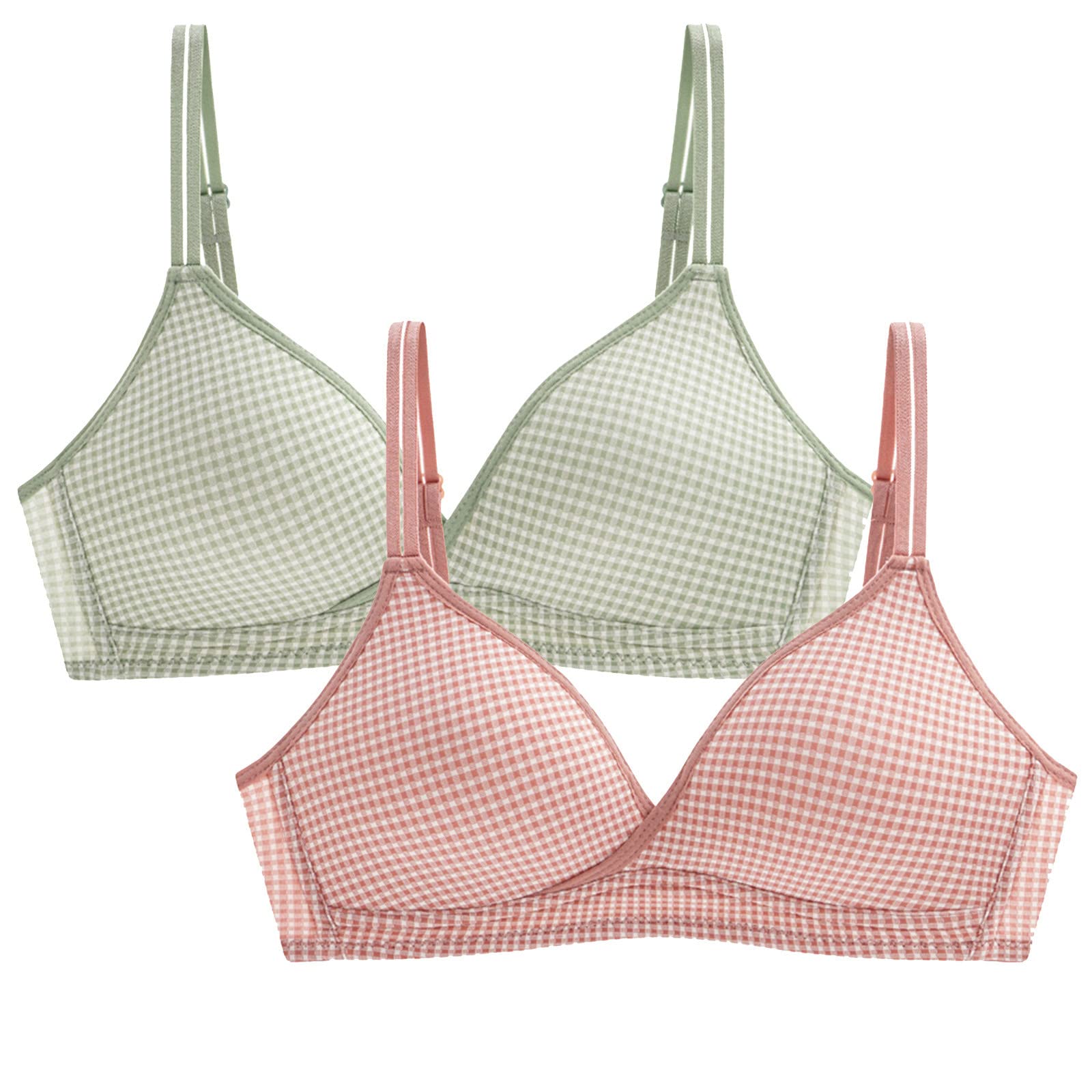 2-Pack Women's Sexy Lace Plaid Adjustable Strap Underwire Bra - Yoga, Workout & Everyday Comfort