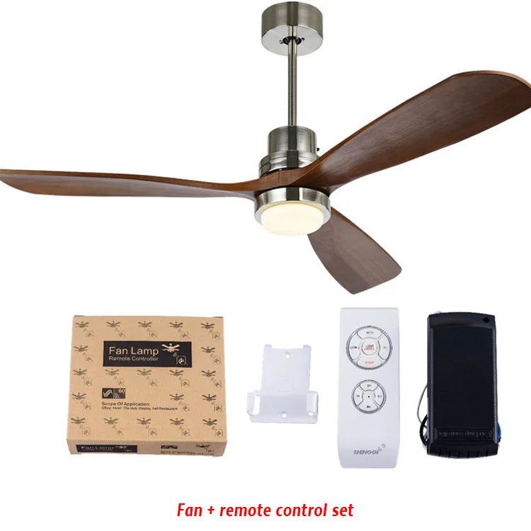 Vintage Wooden Ceiling Fan with Light Kit and Remote Control - Perfect for Living Room, Bedroom, and Patio Cooling