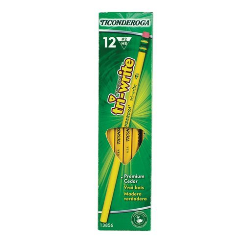 Dixon Ticonderoga Tri-Write #2 Pencils - Box of 12 Triangular Yellow Pencils (13856) - Perfect for School, Office & Art Projects
