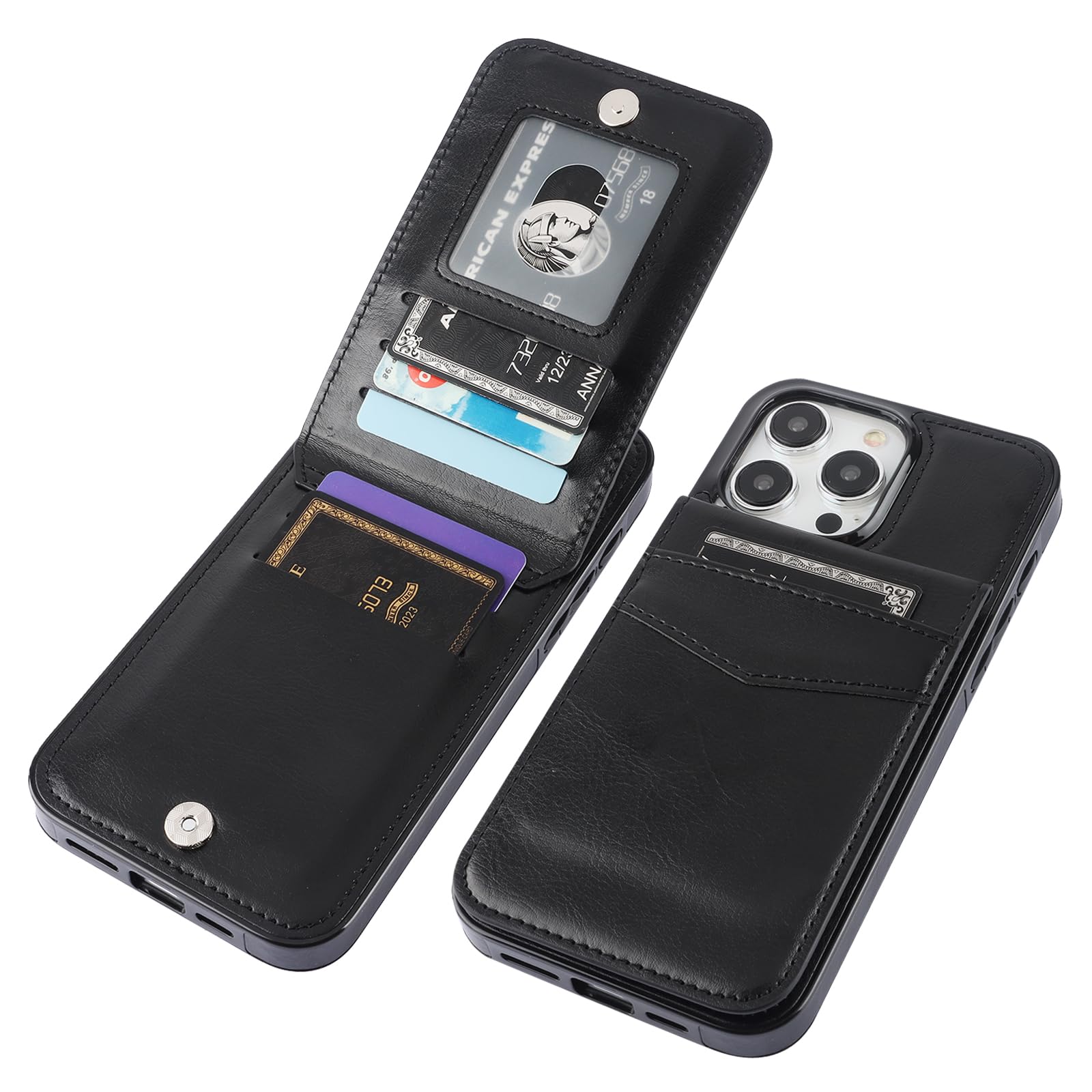 Premium Leather Magnetic Flip Wallet Case for iPhone 15 Pro Max 6.7