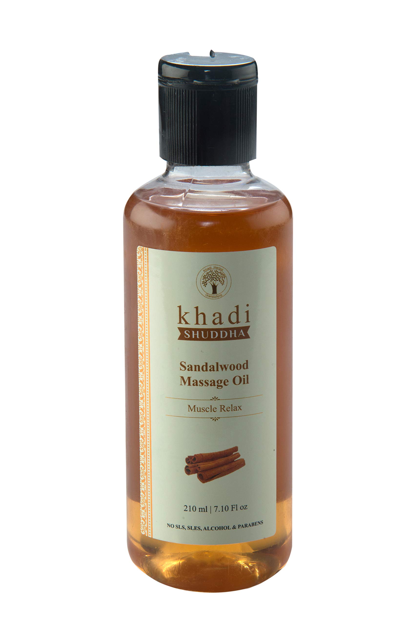 Khadi Suddha Pure Sandalwood Massage Oil 210ml - Natural Muscle Relaxation & Pain Relief Oil for Aromatherapy, Spa & Yoga Sessions