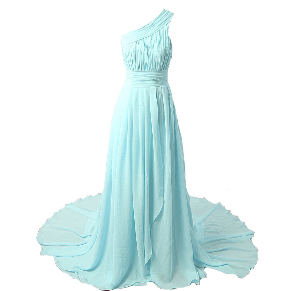 Kivary® Women's One Shoulder Chiffon Prom Dress - Elegant A-Line Pleated Evening Gown for Formal Events, Parties & Special Occasions