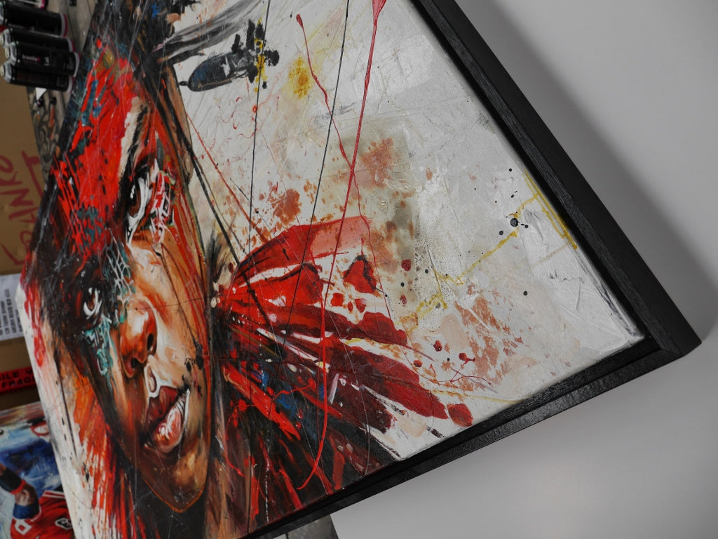 Scarlett Warrior 200cm x 120cm Abstract Textured Canvas Art - Modern Framed Wall Painting for Living Room, Bedroom & Office Decor - Brave & Beautiful Warrior Theme