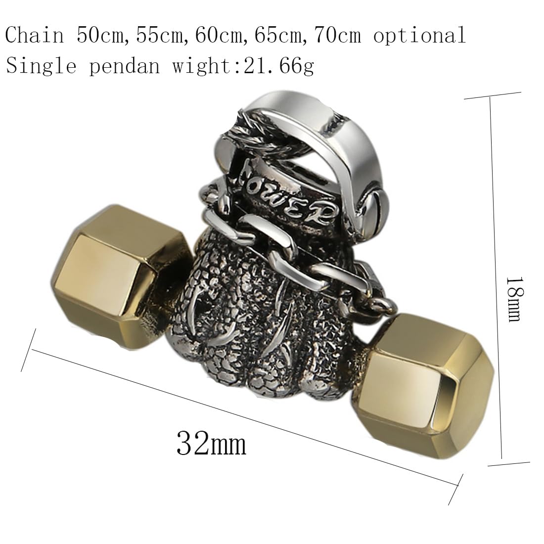 Men's Sterling Silver Dumbbell Pendant Necklace - S925 Real Silver Workout Jewelry for Gym Enthusiasts | Perfect Gift for Fitness Lovers & Weightlifters