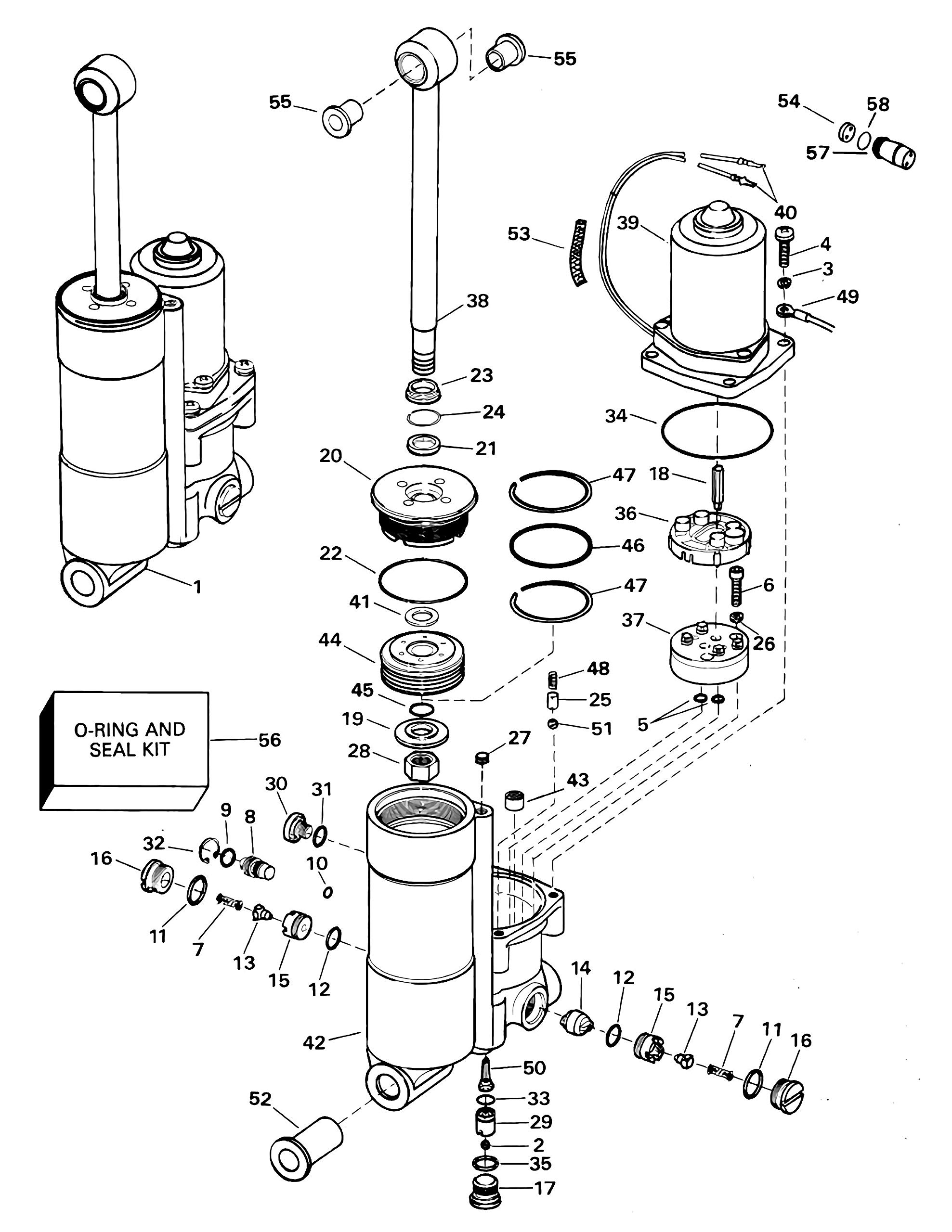 Evinrude Johnson Trim Tilt Seal Rebuild Kit - Aftermarket Replacement for 25HP 35HP 40HP 48HP 50HP Motors (1989-2004) - Compatible with 435567, 766446, 435903, 435894, 433816 - Includes O-Rings - Perfect for Marine Engine Repair & Maintenance