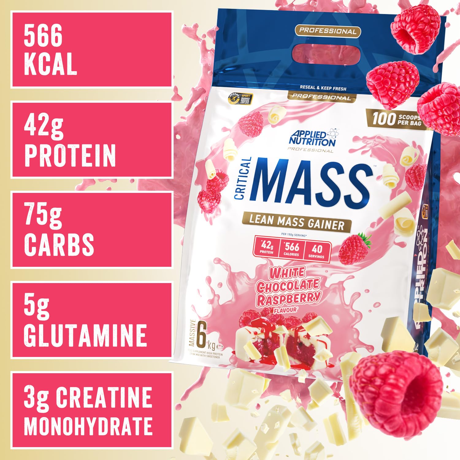 Applied Nutrition Critical Mass Professional Weight Gainer - 6000g for Muscle Growth & Recovery | Perfect for Bodybuilders & Athletes
