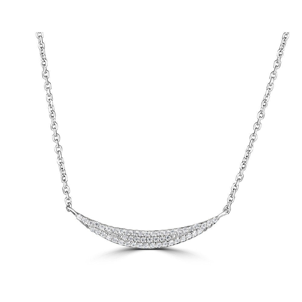 14KT Gold 0.12 CTW Diamond Curved Bar Necklace for Women - Dainty Elegant Layering Necklace - Perfect for Everyday Wear, Date Night & Special Occasions