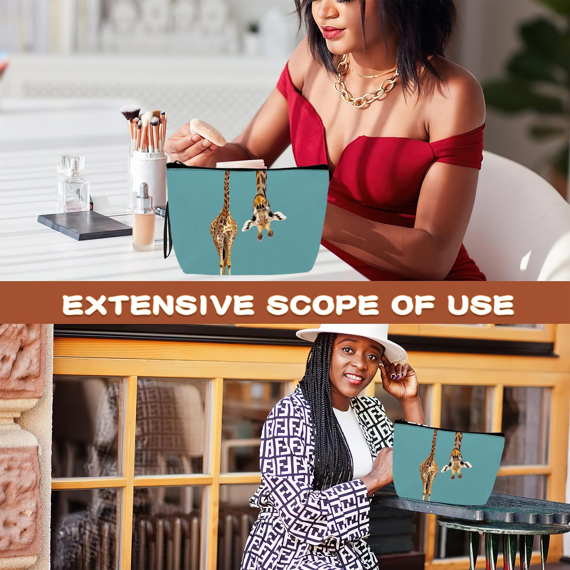 Funny Giraffe Makeup Bag for Women - Travel Cosmetic Organizer for Toiletries