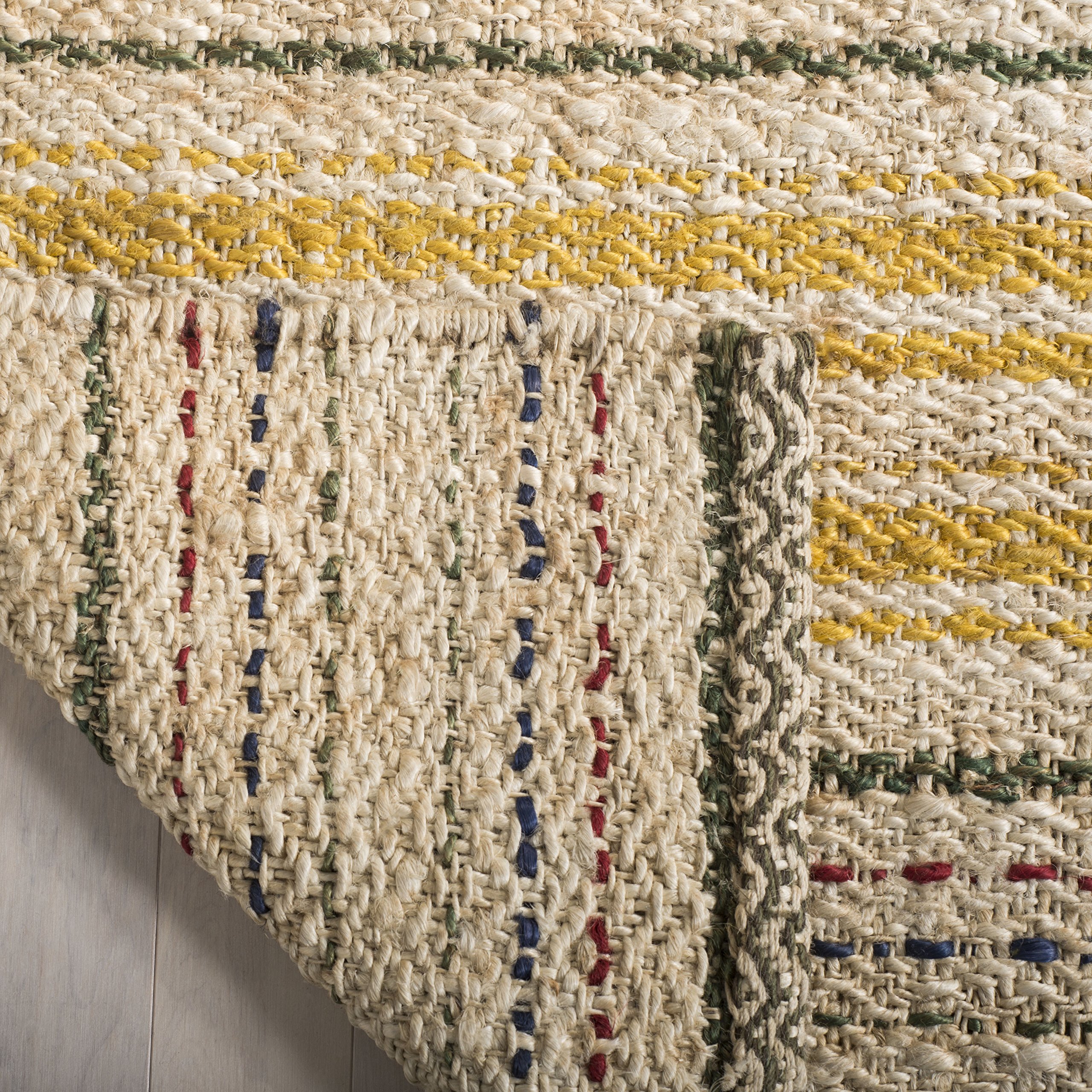 SAFAVIEH Handmade Natural Jute Area Rug 8' x 10' - Ivory & Gold Striped Design, Durable for High Traffic Areas | Perfect for Living Room, Bedroom & Home Decor | NF202A
