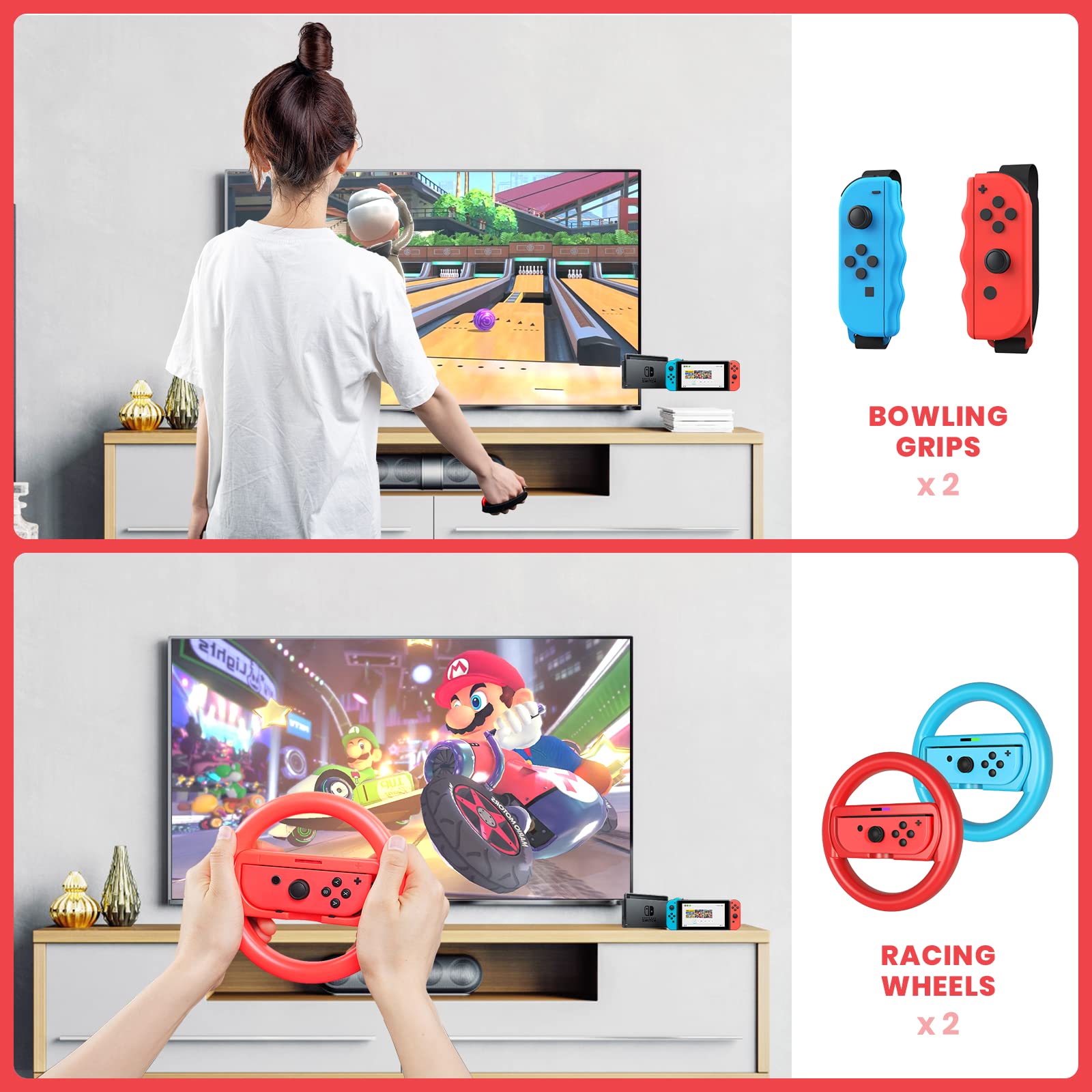 CODOGOY 18-in-1 Nintendo Switch Sports Accessories Bundle with Carry Bag - Compatible with Switch & Switch OLED for Multiplayer Family Games - Perfect for Party Play, Travel & Indoor Sports Fun