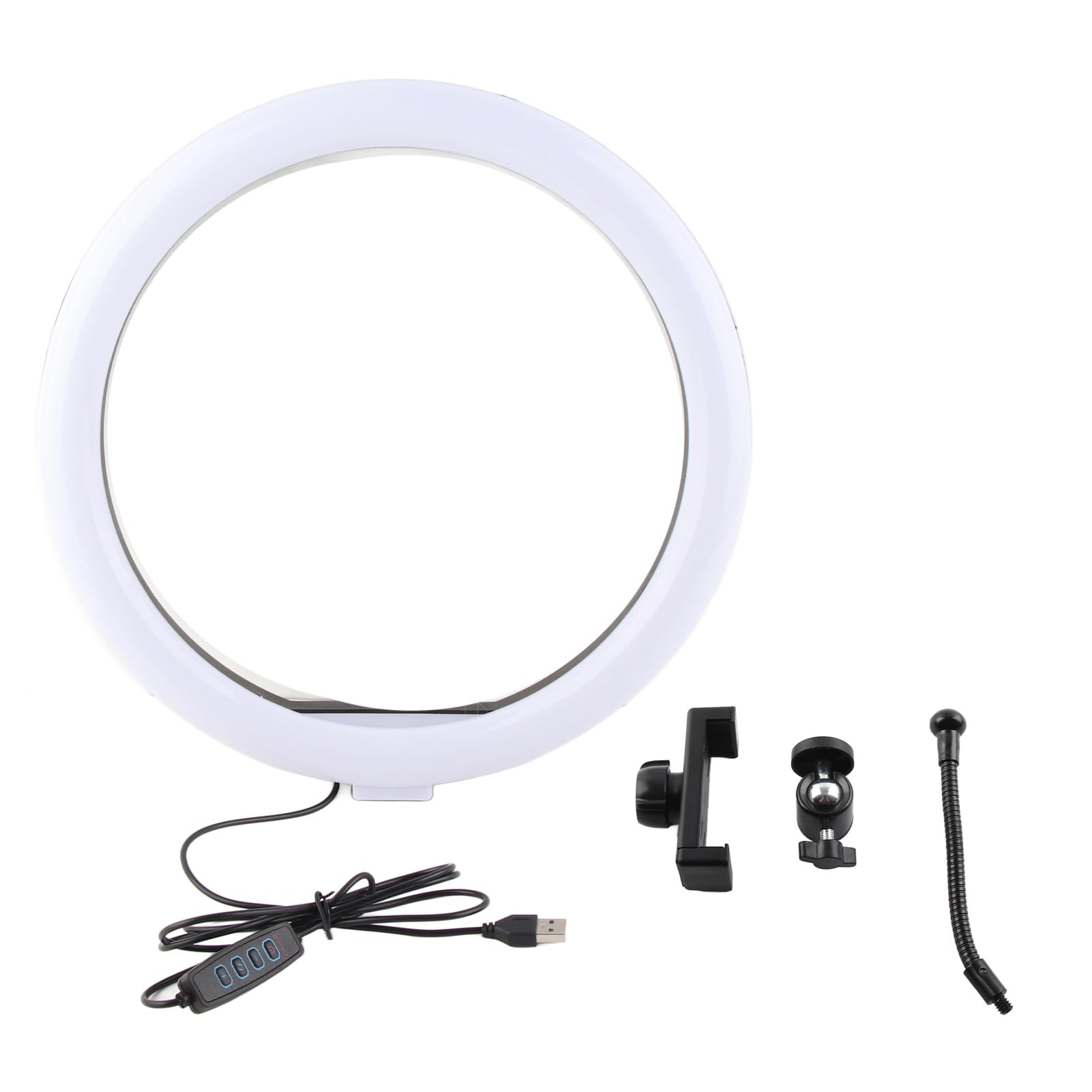 10W Portable LED Ring Light with Phone Holder - Adjustable Brightness 3000-600K for Selfies & Video Calls