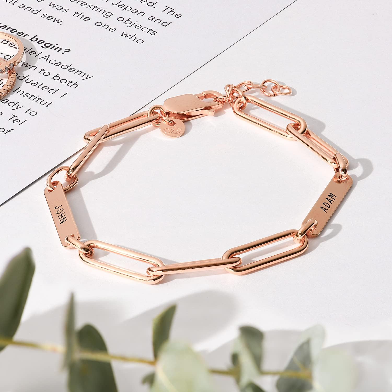 Personalized Ivy Name Paperclip Chain Bracelet with Custom Engravings - Unique Gift for Women, Mom, Wife - Mother's Day, Christmas, Birthday Jewelry - Perfect for Everyday Wear, Date Nights & Special Occasions