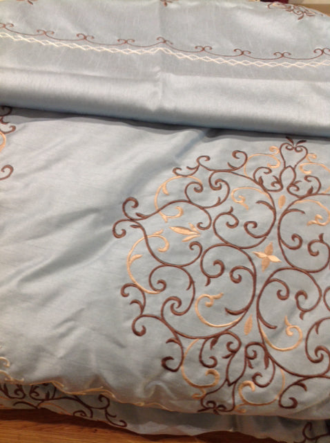 King Size 3-Piece Blue & Brown Printed Comforter Set - Soft Bedding for Cozy Bedrooms & Guest Rooms