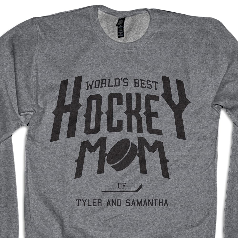 Custom Hockey Mom Personalized Sweatshirt - Women's Sports Apparel with Kids Names - Perfect Mother's Day Gift for Hockey Moms | Game Day, Team Support & Family Outings