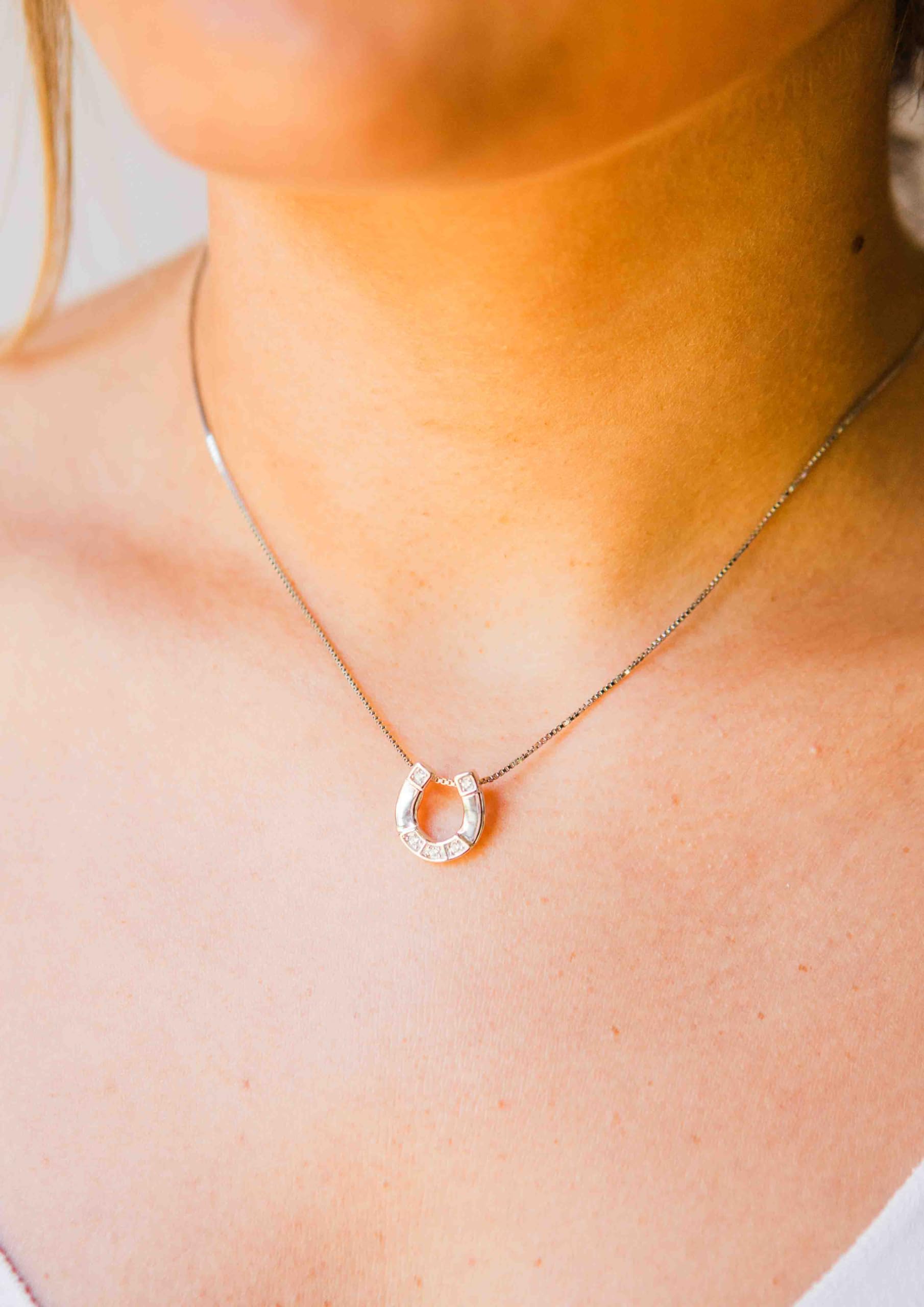 Sterling Silver Horseshoe Necklace with Cubic Zirconia Stones | Western Jewelry for Women | Adjustable Chain | Gift for Horse Lovers | Perfect for Cowgirl Outfits, Western Weddings & Equestrian Events