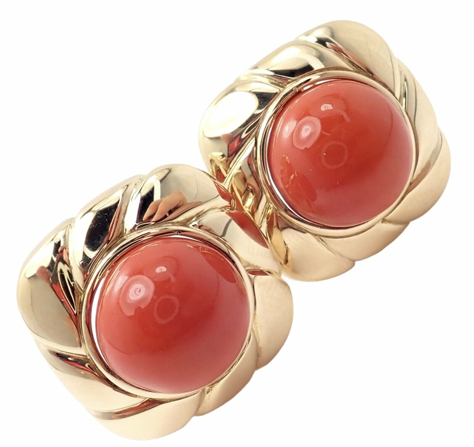 Vintage 18k Yellow Gold Natural Coral Earrings for Women - Handmade Luxury Jewelry for Weddings, Parties & Special Occasions