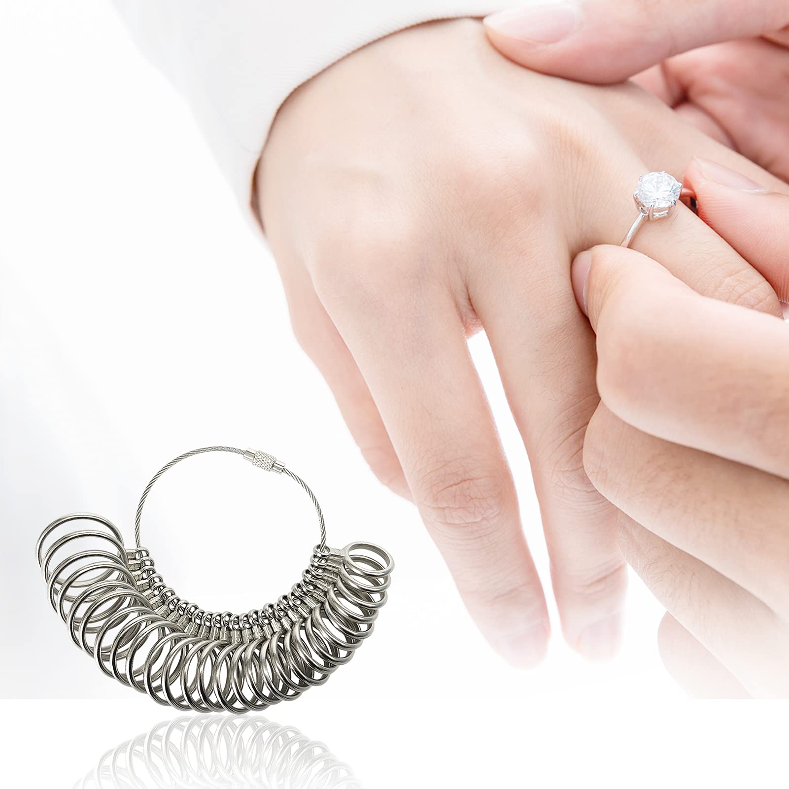 **Metal Ring Sizer Tool for Men & Women (US 1-13 with Half Sizes) – Accurate Finger Ring Measuring Gauge for Jewelry Shopping & Engagement Ring Sizing**