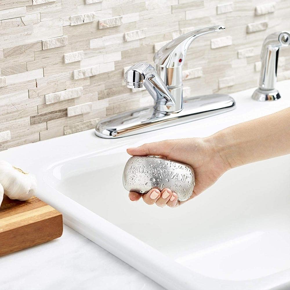 Amco Houseworks Rub-A-Way Bar Stainless Steel Odor Remover for Hands - Eliminate Garlic, Fish & Onion Smells - Perfect for Kitchen, Cooking & Food Prep