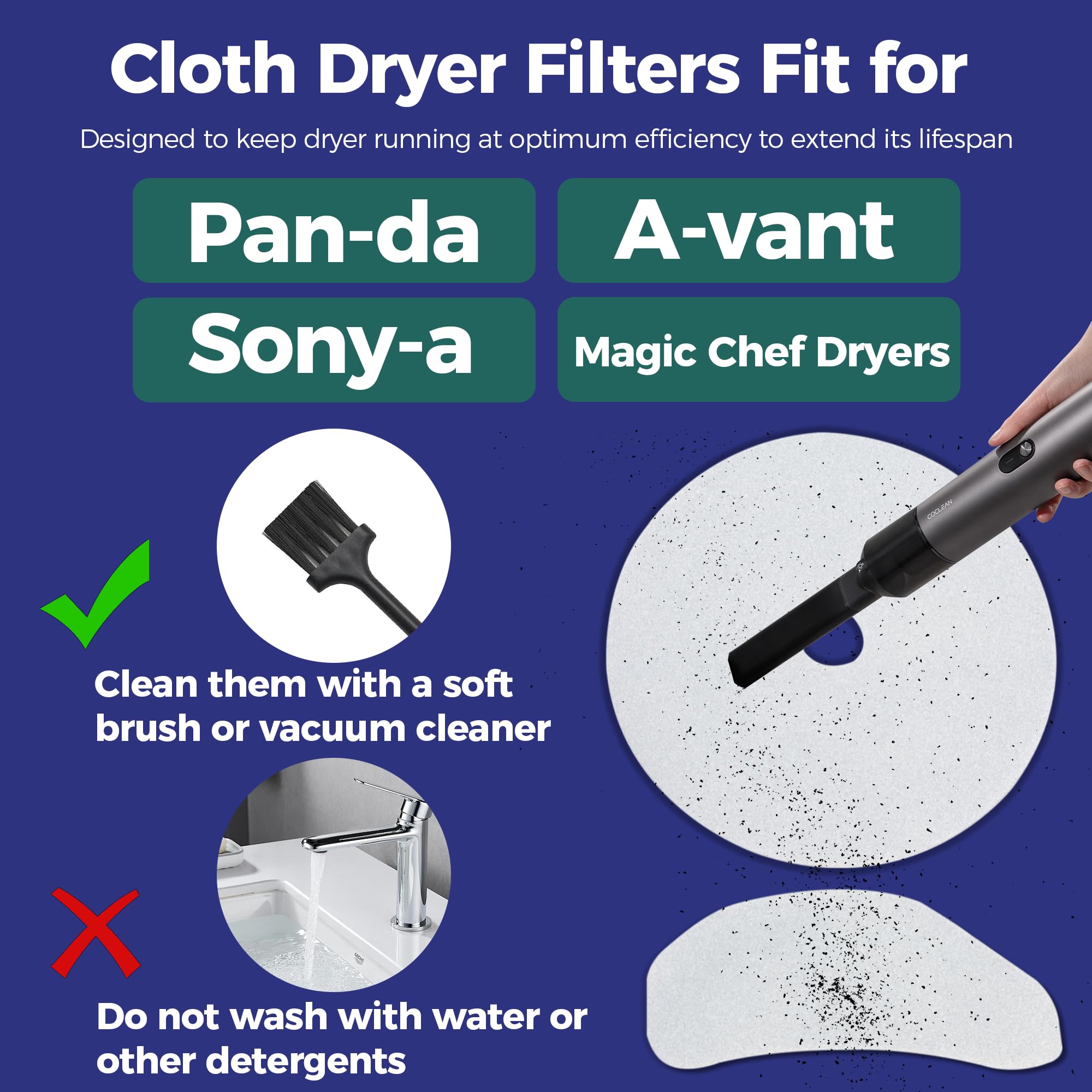 20-Piece Romalon Dryer Exhaust Filter Replacement Set - Compatible with Sonya, Panda, Avant & Magic Chef Dryers - Reduce Lint & Improve Airflow for Efficient Drying