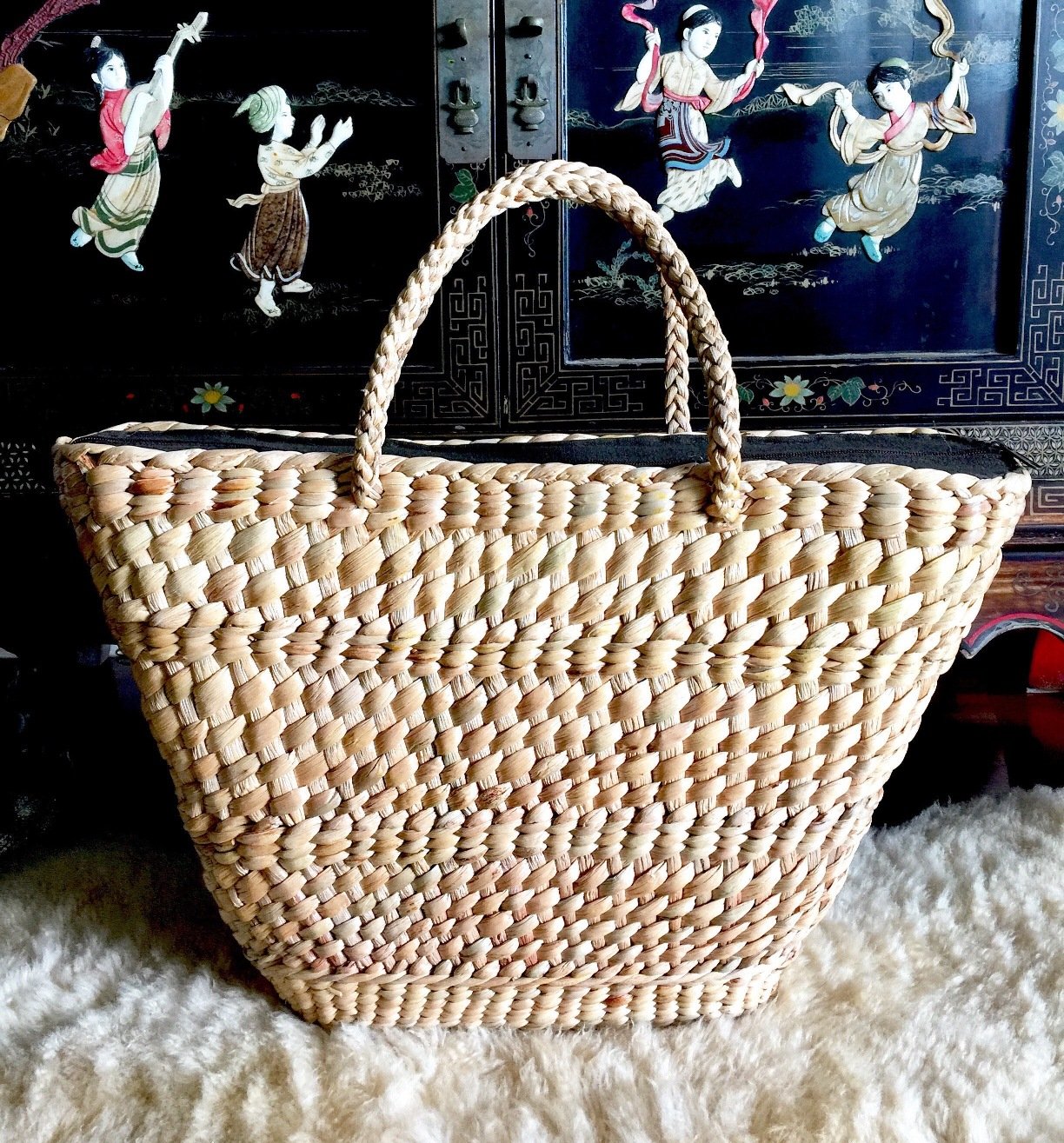 Extra Large Straw Basket Bag - Natural Woven Tote for Women, Beach Picnic Bag, Summer Boho Shoulder Purse | Perfect for Beach Outings, Picnics, Shopping & Vacation Accessories
