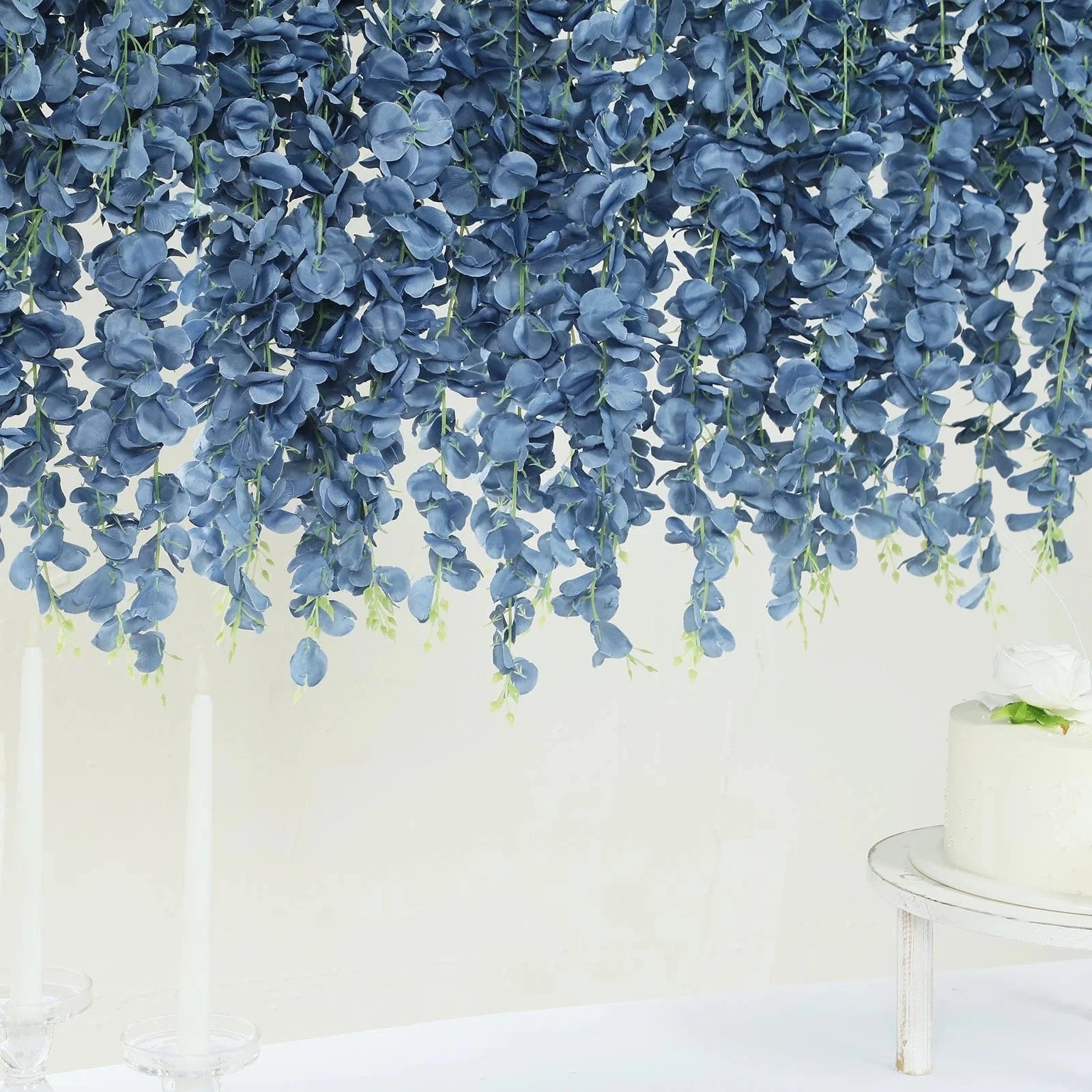 42 Inch Tall Artificial Silk Wisteria Hanging Vine Bush - Purple Faux Flowers for Home Decor, Wedding Centerpieces, Garden & Outdoor Party Decorations