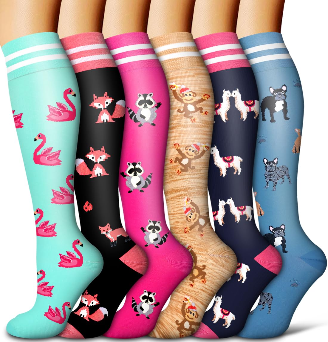 Best Compression Socks for Women & Men - 6 Pairs 15-20 mmHg Medical Grade Support for Running, Cycling & Travel - Improve Blood Circulation & Reduce Swelling - Perfect for Athletes, Nurses & Long Flights