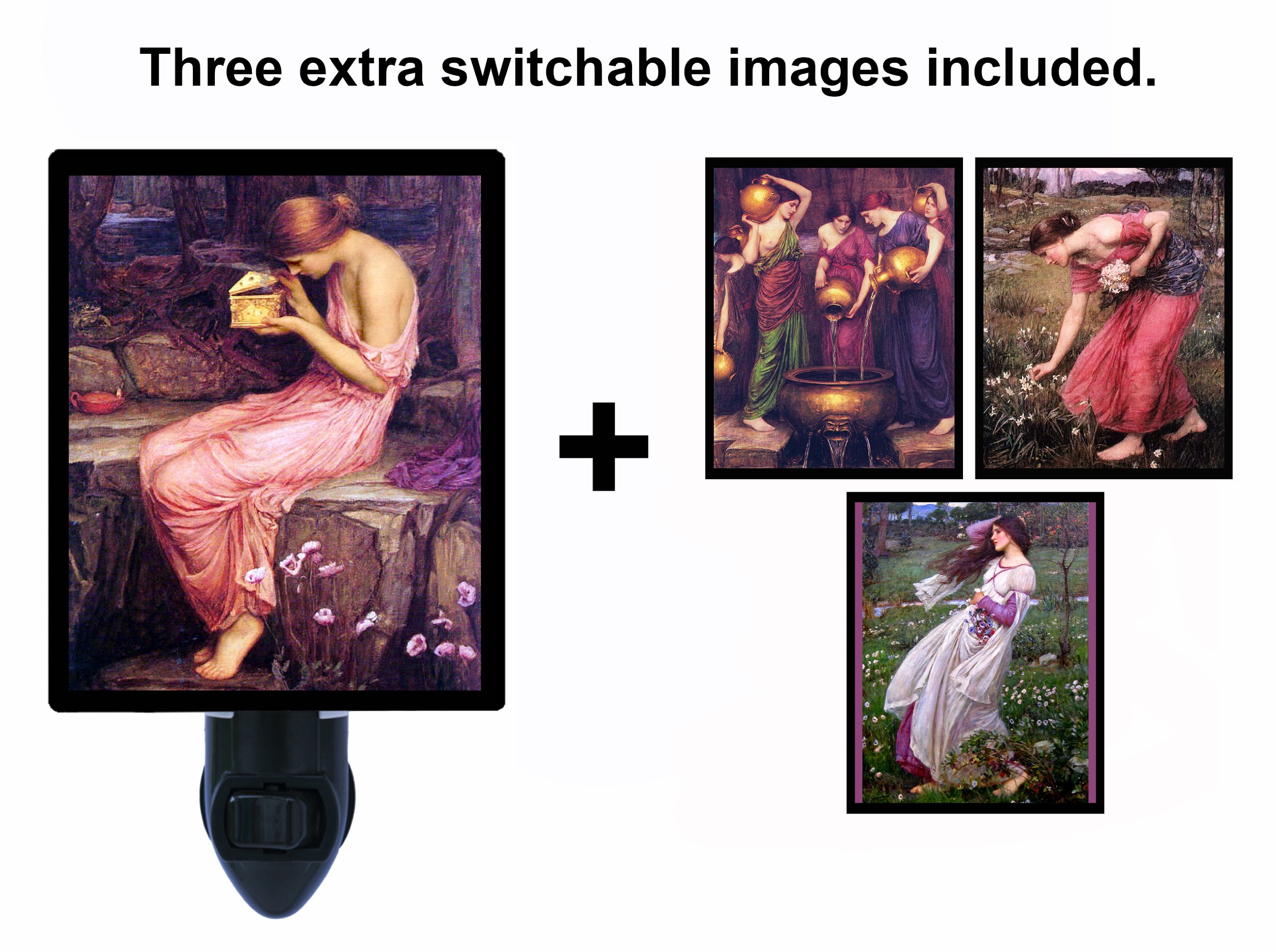 Switchable Inserts LED Night Light - Waterhouse & Old Masters Art Designs - Perfect for Bedrooms, Nurseries, and Hallways