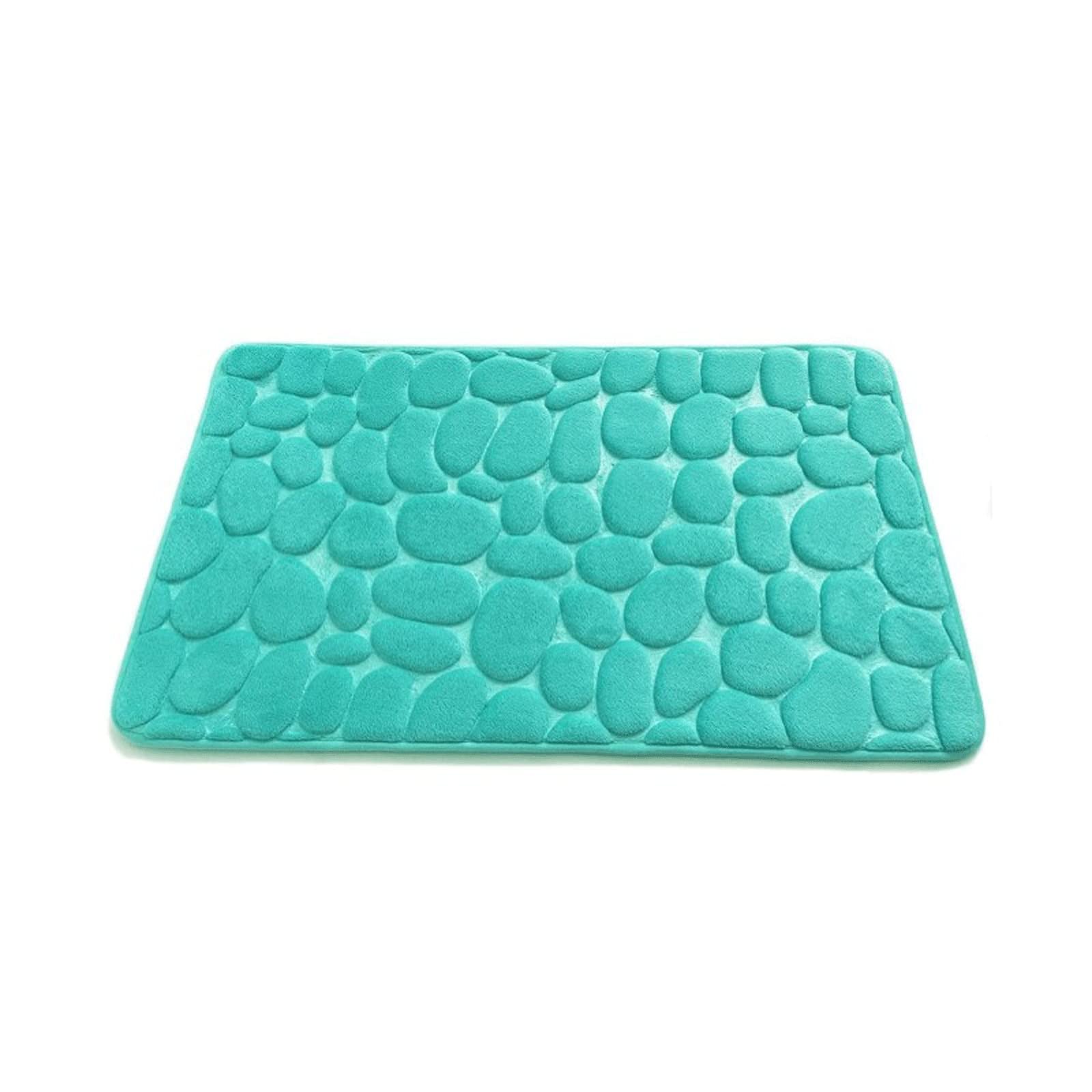 Non-Slip Cobblestone Embossed Memory Foam Bath Mat - Water Absorbent Bathroom Rug for Shower, Bathtub & Wash Basin - Green Floor Mat for Safety & Comfort - Perfect for Bathroom, Spa & Home Decor