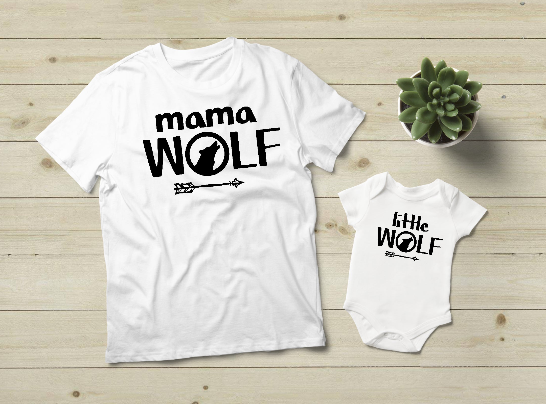 Mom and Son Matching Outfits - Mama Wolf & Little Wolf T-Shirts | Family Matching Clothes for Mother's Day, Birthday & Photo Shoots