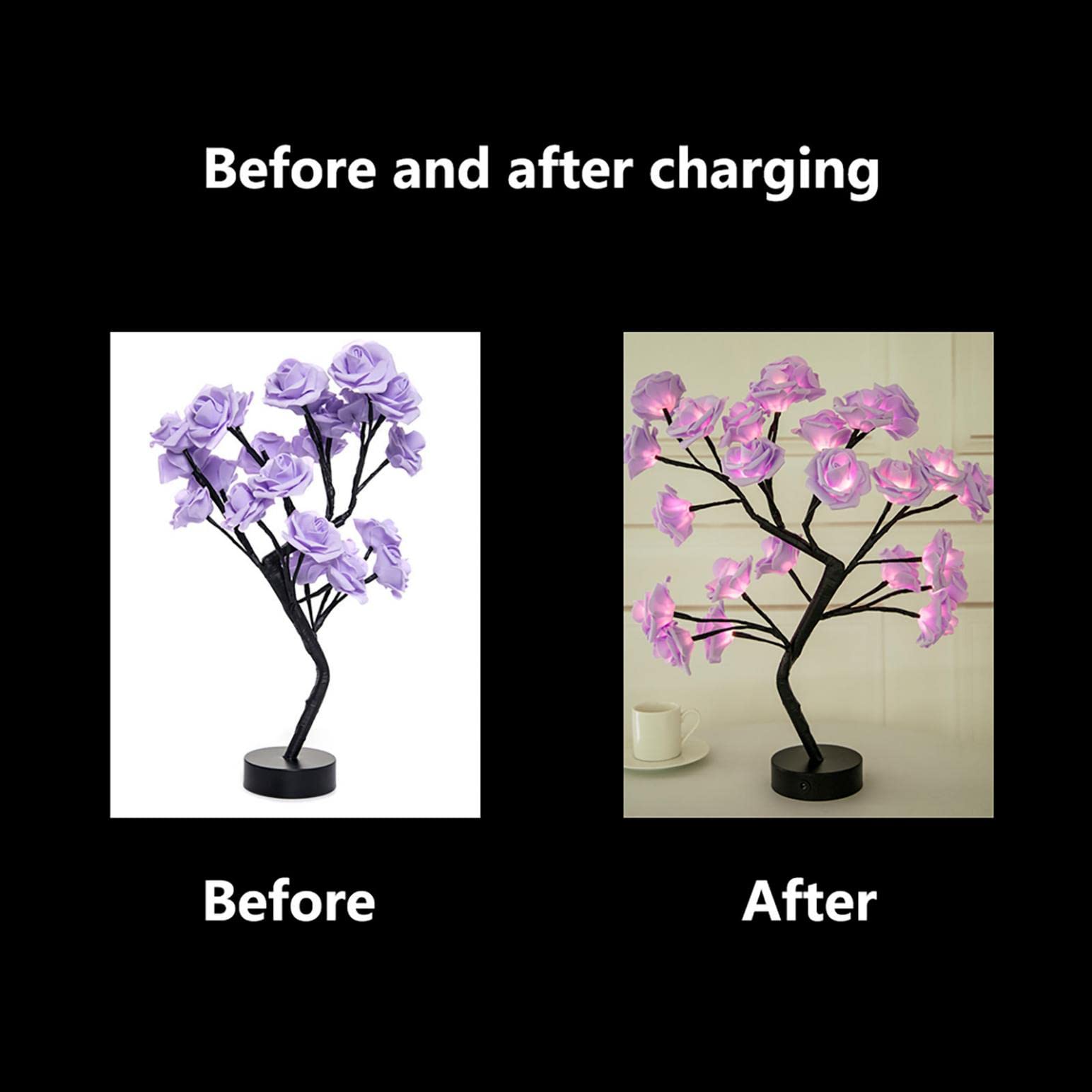 LED Rose Lamp - Romantic Flower Tree Night Light for Valentine's Day, Birthday & Anniversary Gifts for Women, Girls, Wife - Purple Rose Table Decor for Bedroom, Living Room, Wedding Proposal