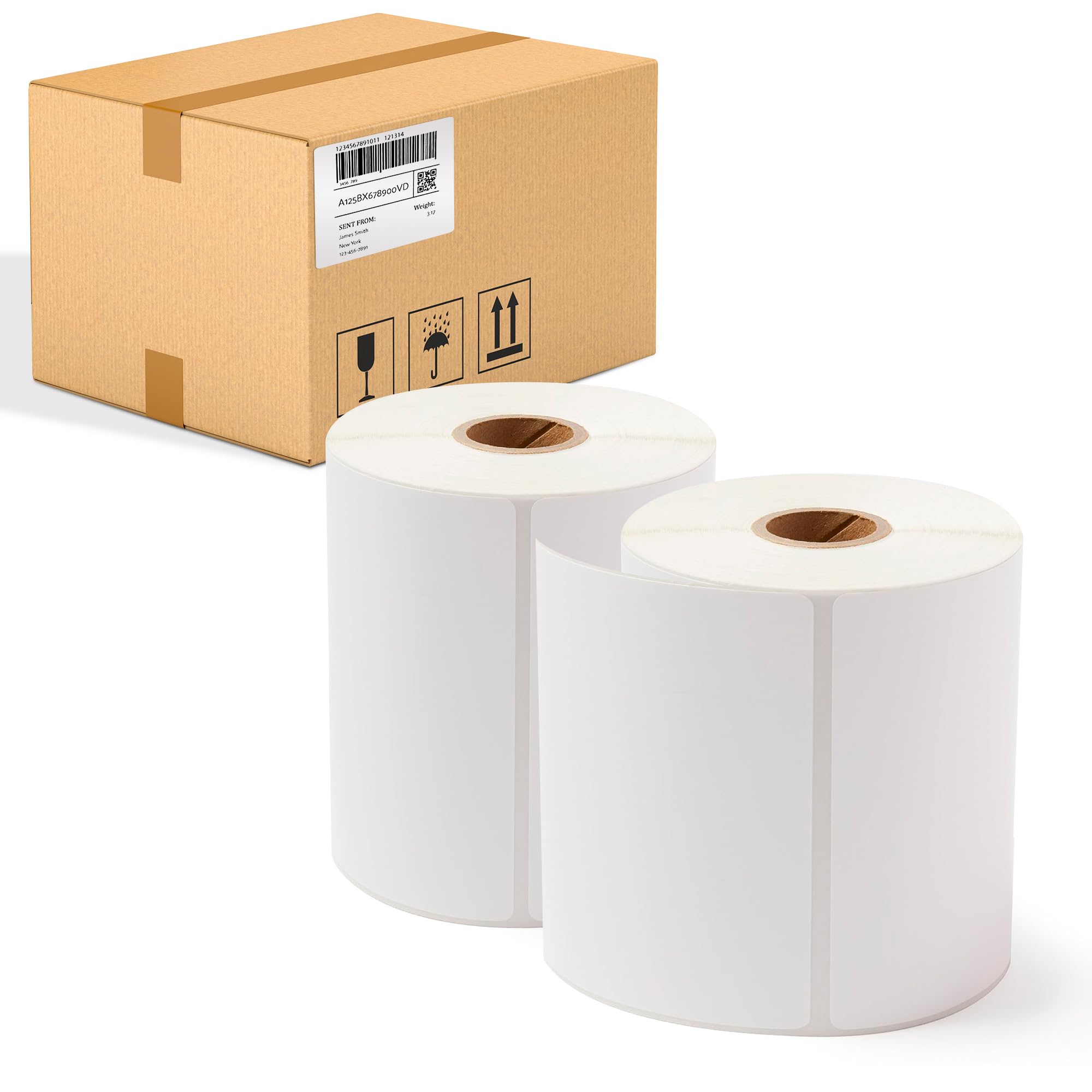 AMZ White Direct Thermal Label Paper, 4 x 6.5 Inches - 5520 Pack 1 Inch Core Thermal Shipping Labels Rolls - Self-Adhesive Thermal Paper for Shipping & Barcoding - Perfect for E-commerce, Logistics & Inventory Management