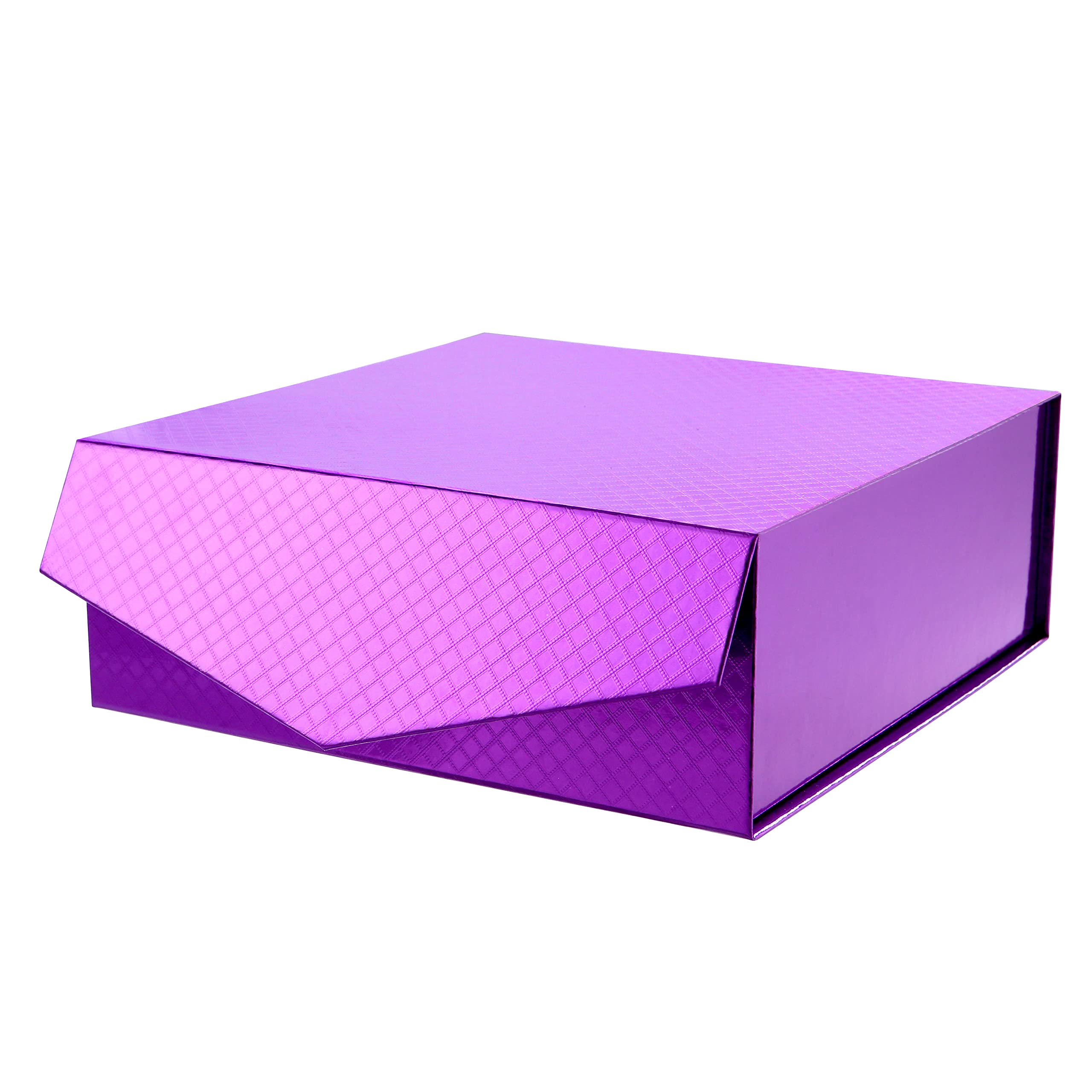 MALICPLUS Large Gift Box with Lid - 9x9x3.4 Inches Purple Bridesmaid Proposal Box, Magnetic Closure & Lattice Texture - Perfect for Christmas Gifts, Wedding Favors, Jewelry Packaging & Party Decorations