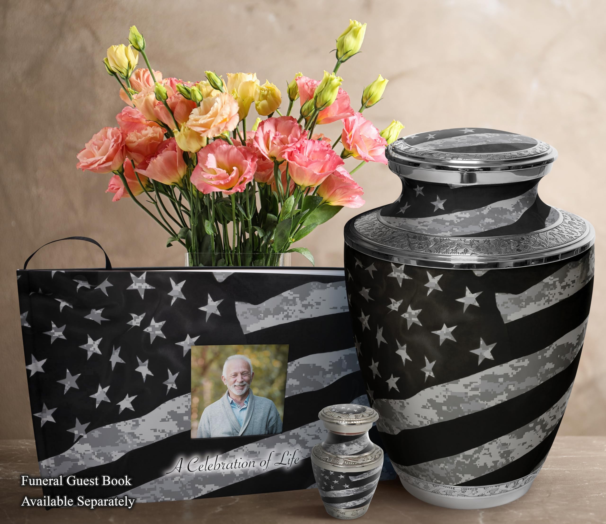 Military Cremation Urns for Human Ashes - Large Adult Male Urn for Funeral, Memorial & Burial - Army Themed Keepsake Urn for Dad, Husband & Veterans - Perfect for Home Display, Cemetery or Military Memorial Services