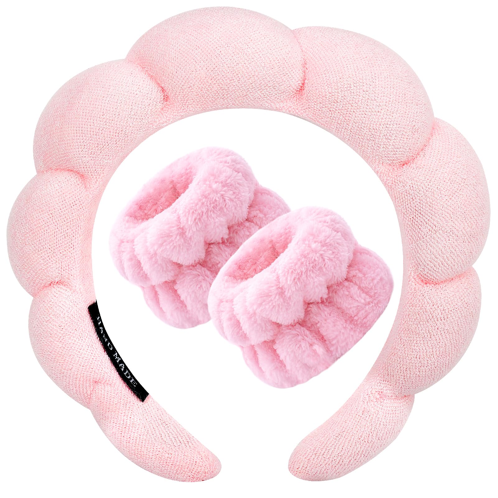 Zkptops Soft Terry Cloth Spa Headband for Women - Non-Slip Thick Padded Hair Accessory for Washing Face, Skincare & Makeup | Perfect for Bath, Spa & Beauty Routines (Pink)