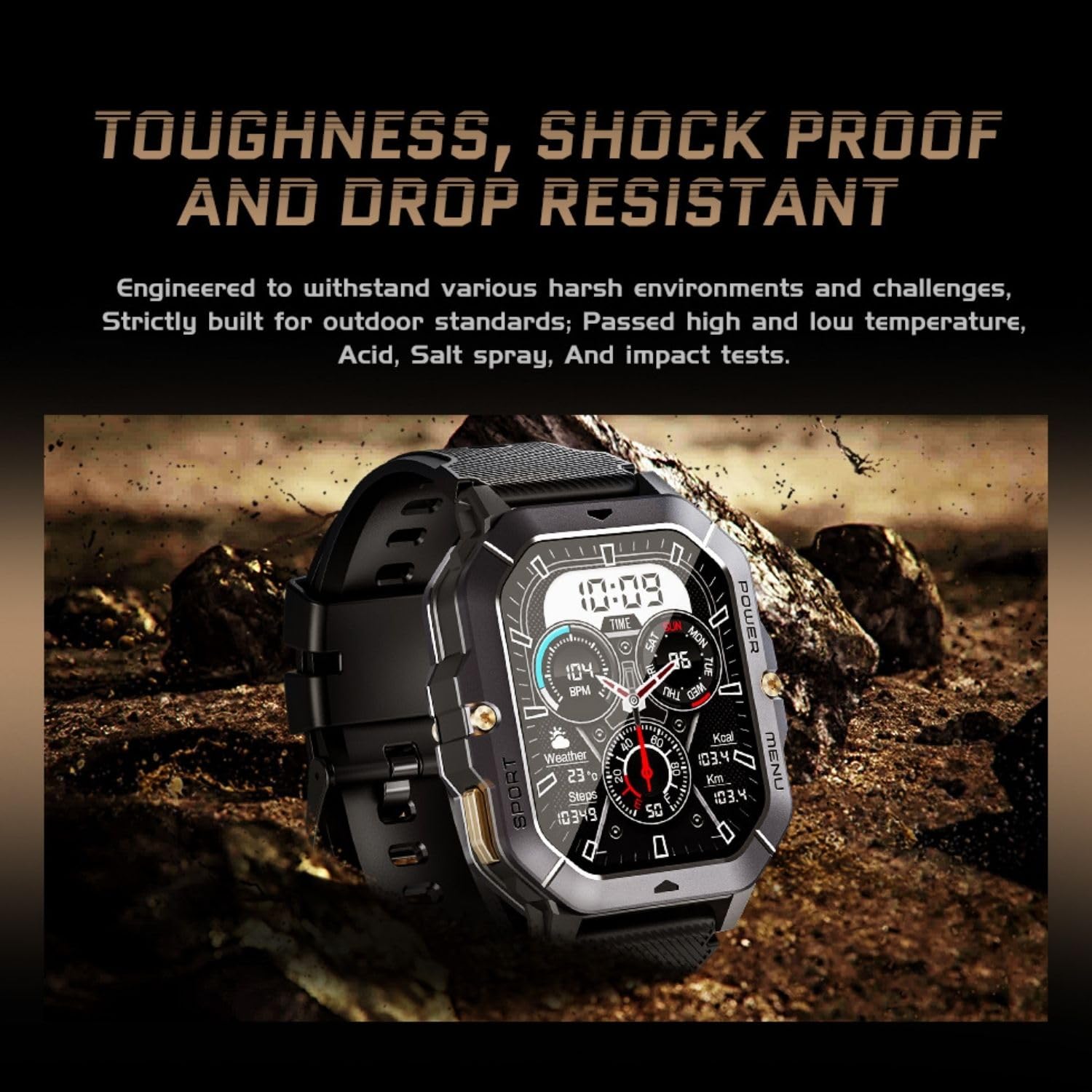 Military Smart Watches for Men - Answer/Make Calls, Fitness Tracker with Blood Pressure, Heart Rate & Sleep Monitor, 100+ Sport Modes, 410mAh Battery, 2.02